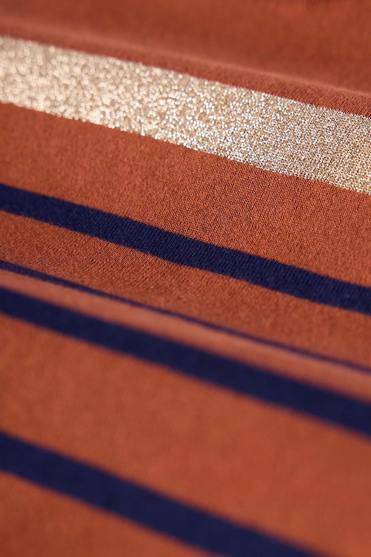 Peraluna Monroe Çizgili Kadın Triko Kazak - Kızıl Kahve