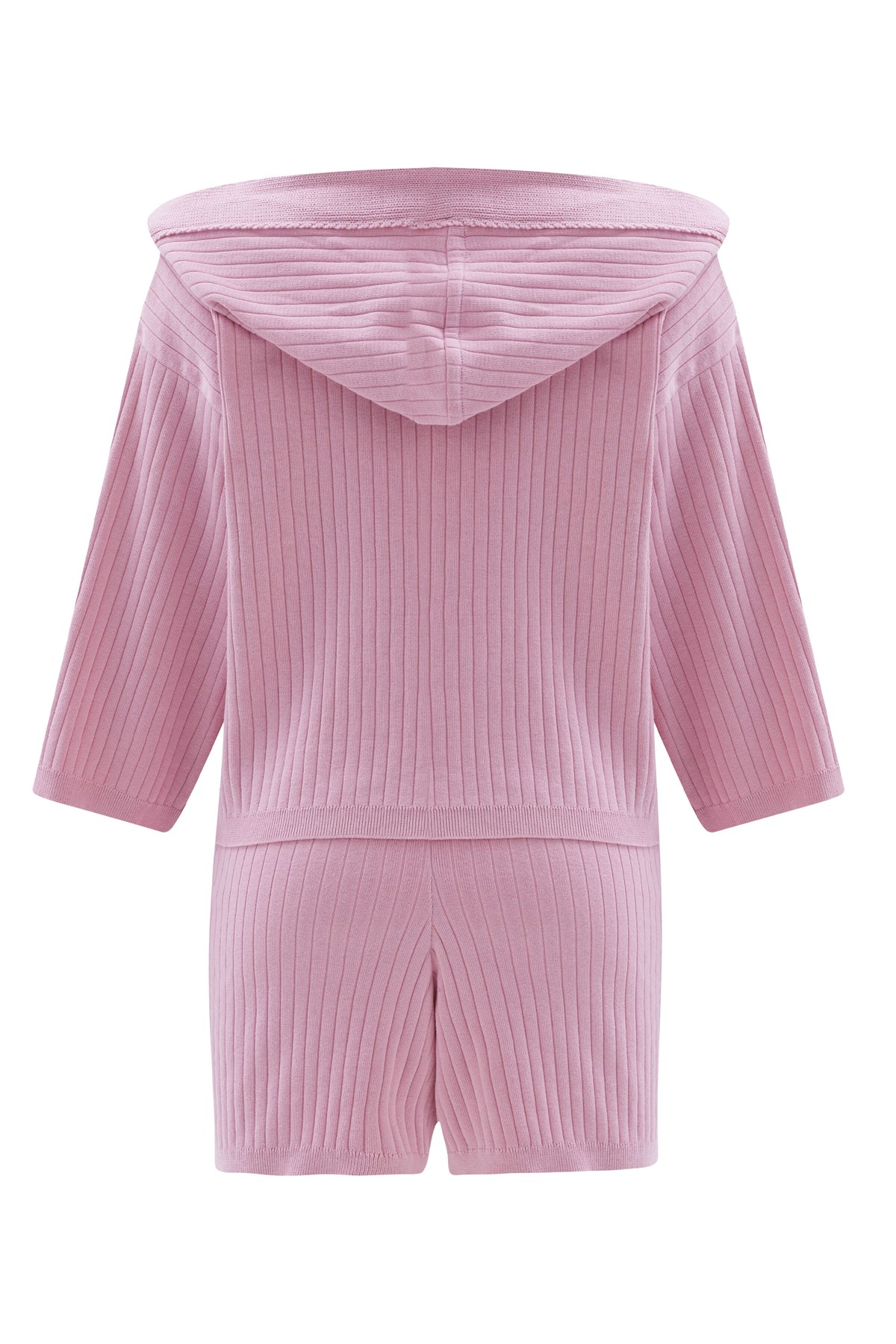 Peraluna MUJO CARDIGAN & SHORTS %100 Pamuk Kadın Triko Şort Takım Şeker Pembe