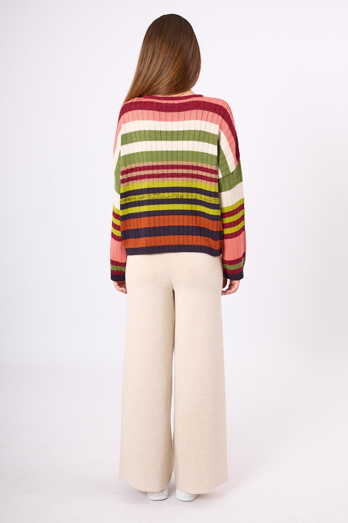 Peraluna Nadine Çizgili Bol Kesim Kazak - Multi