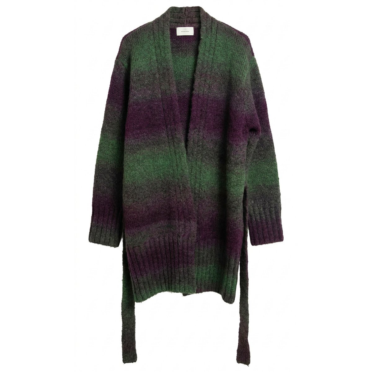 Peraluna Nairobi Düz Örgü Kadın Uzun Hırka - Yeşil & Mor
