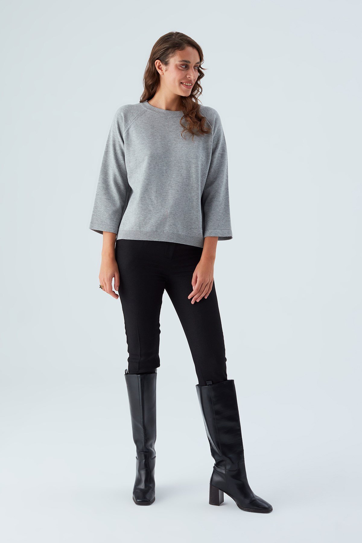 Peraluna NELL PULLOVER Yanları Yırtmaçlı 3/4 Kol İnce Kadın Triko Kazak