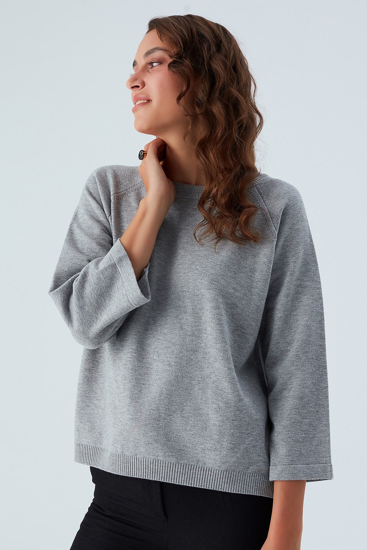 Peraluna NELL PULLOVER Yanları Yırtmaçlı 3/4 Kol İnce Kadın Triko Kazak