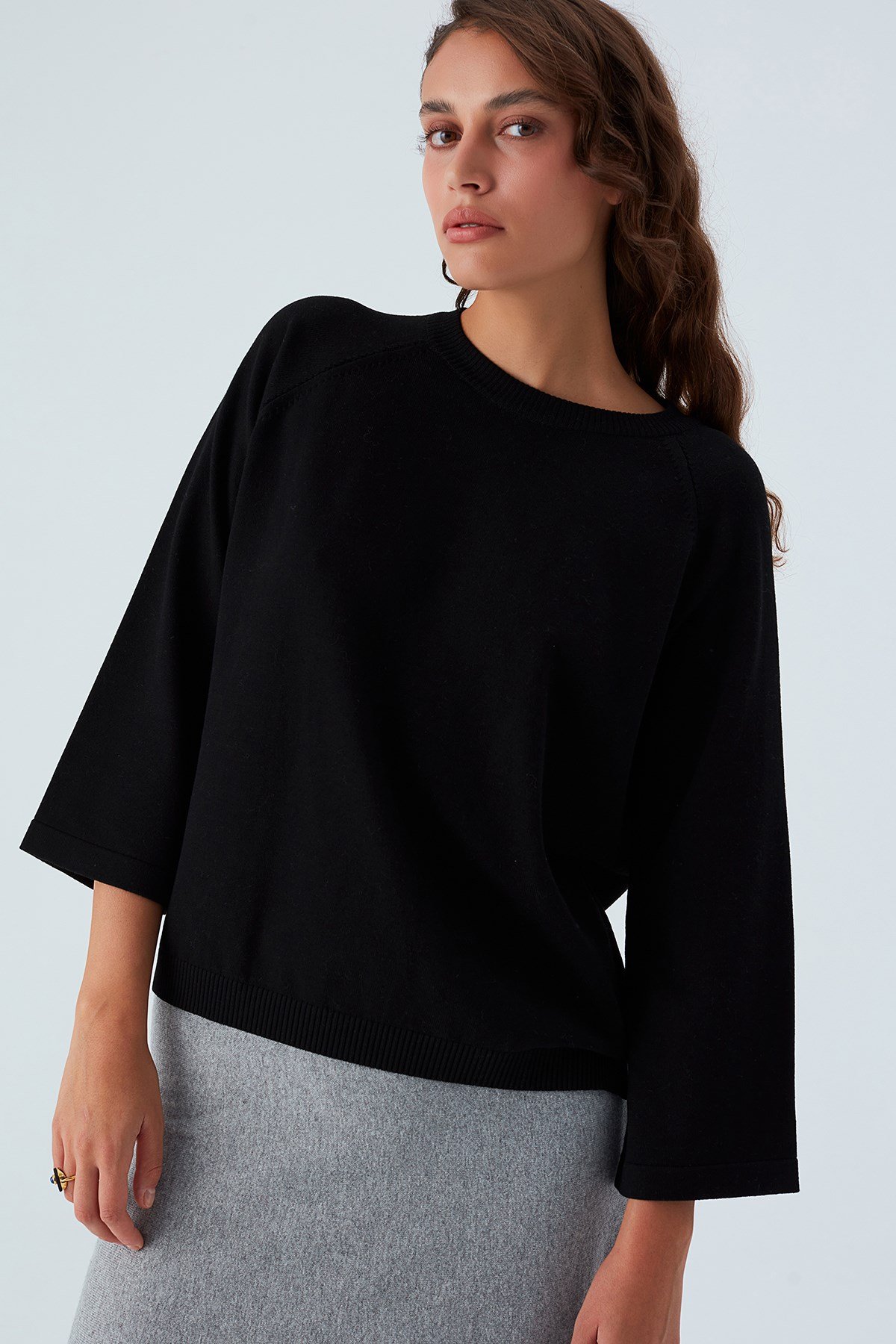 Peraluna NELL PULLOVER Yanları Yırtmaçlı 3/4 Kol İnce Kadın Triko Kazak