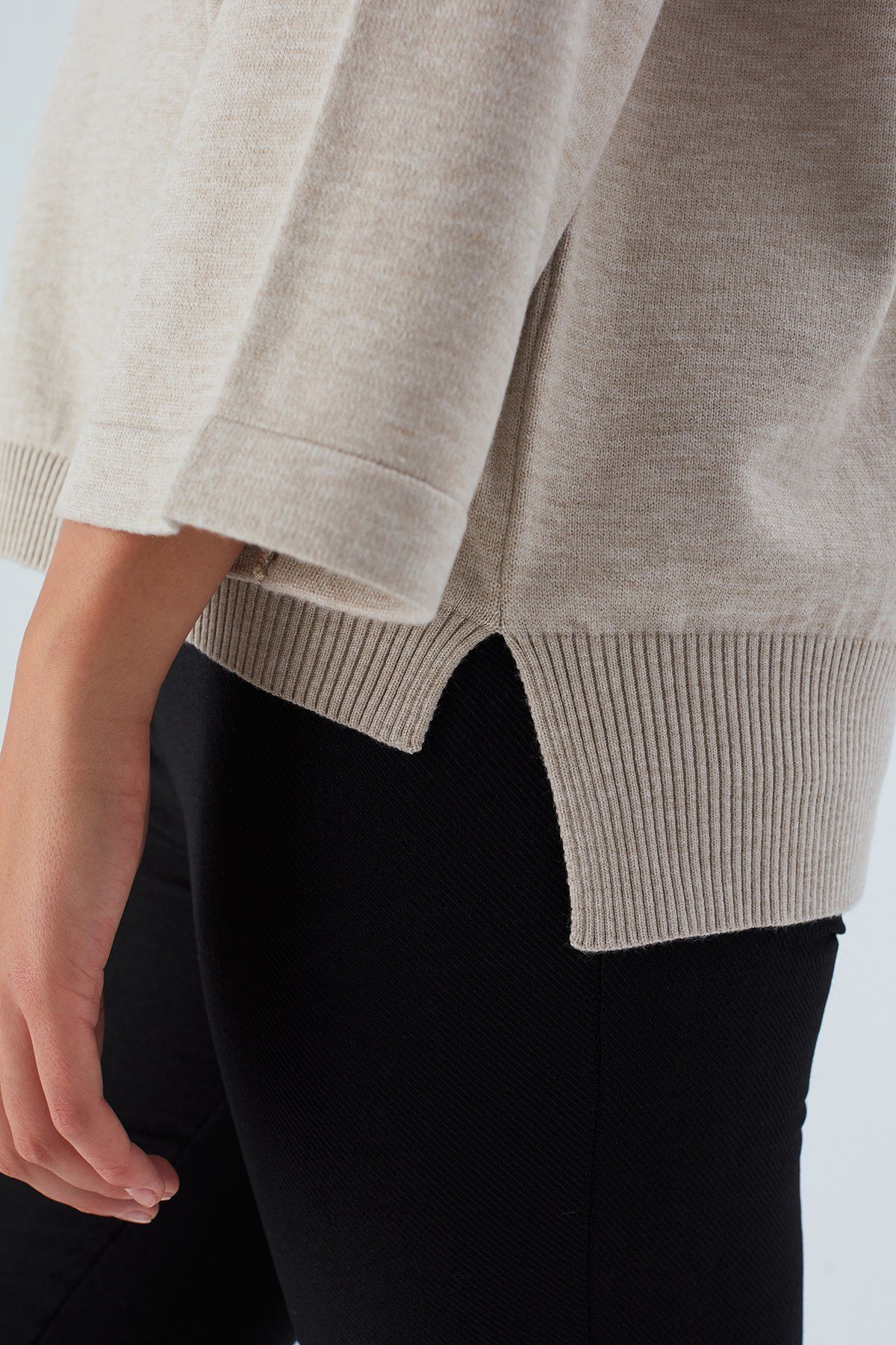 Peraluna NELL PULLOVER Yanları Yırtmaçlı 3/4 Kol İnce Kadın Triko Kazak