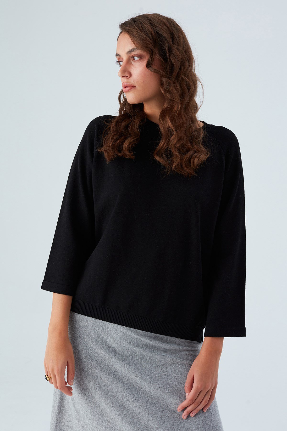 Peraluna NELL PULLOVER Yanları Yırtmaçlı 3/4 Kol İnce Kadın Triko Kazak