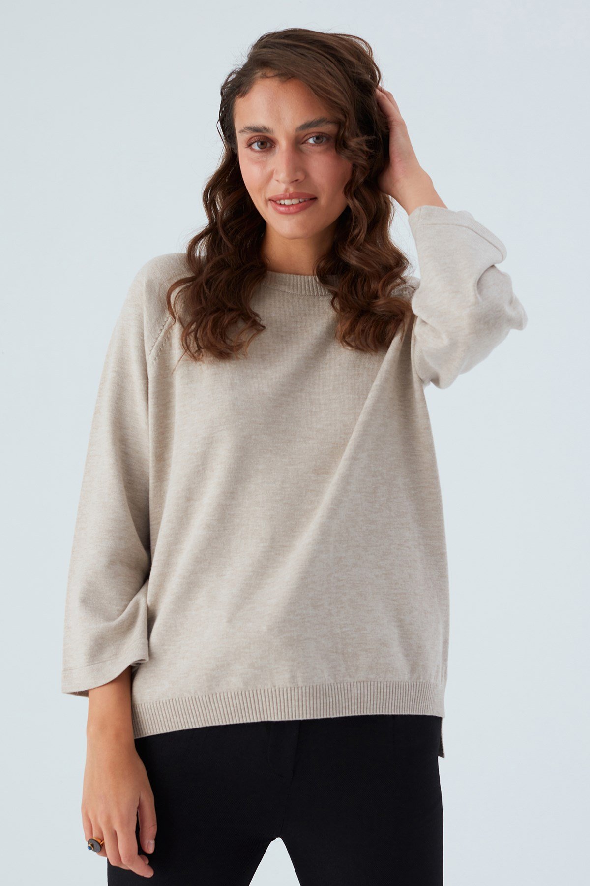 Peraluna NELL PULLOVER Yanları Yırtmaçlı 3/4 Kol İnce Kadın Triko Kazak