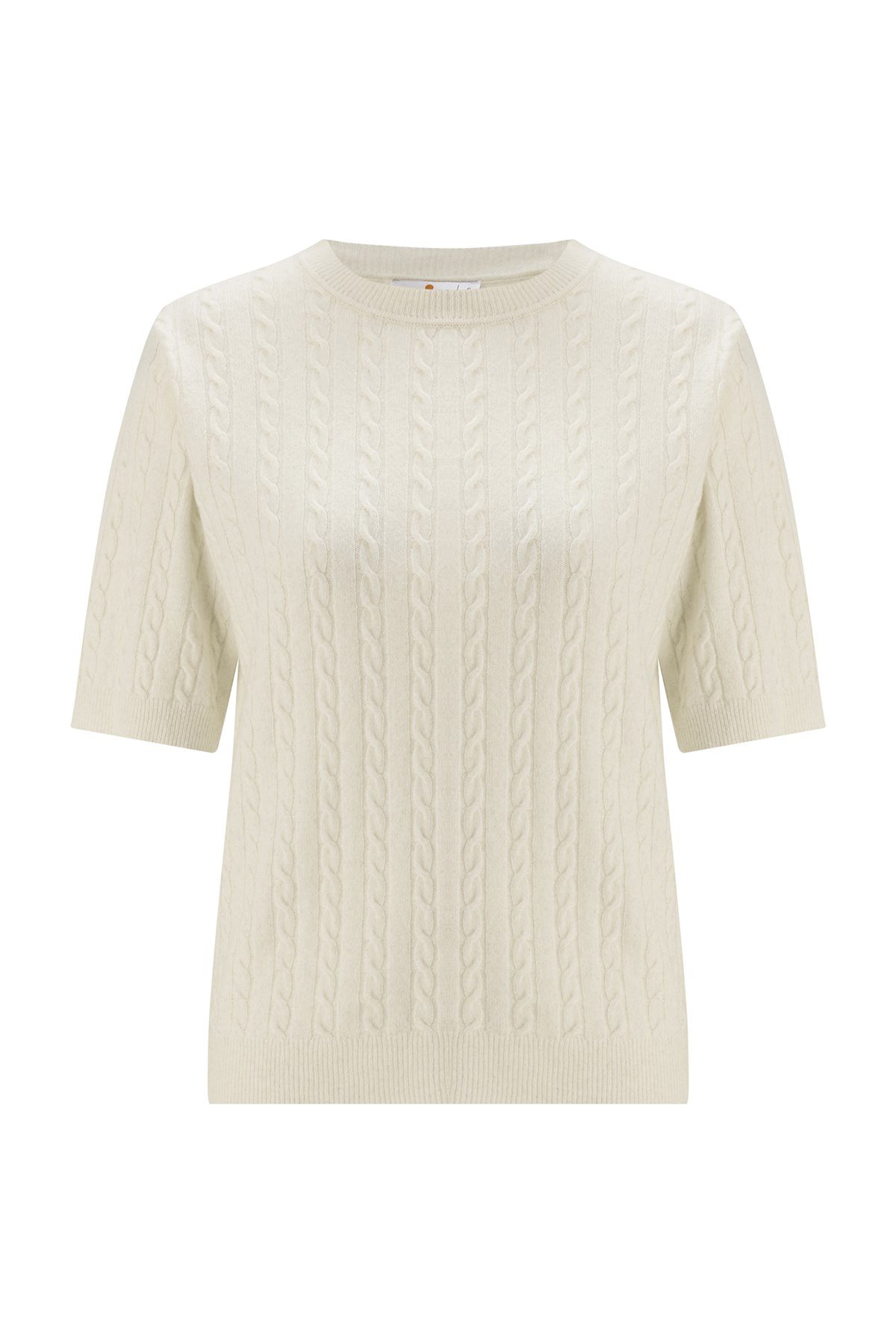 Peraluna NICOLE BLOUSE Saç Örgülü Kısa Kollu Kaşmirli Kadın Triko Bluz Ekru