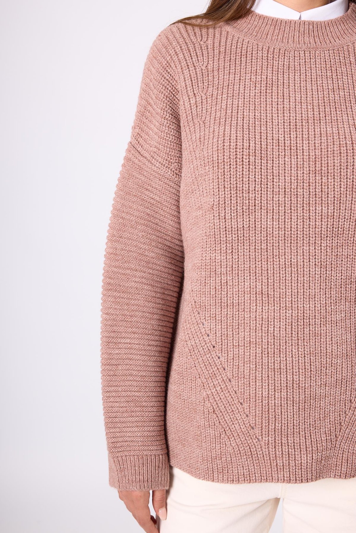 Peraluna Nikita Selanik Örgü Rahat Kesim Kadin Triko Kazak - Pudra