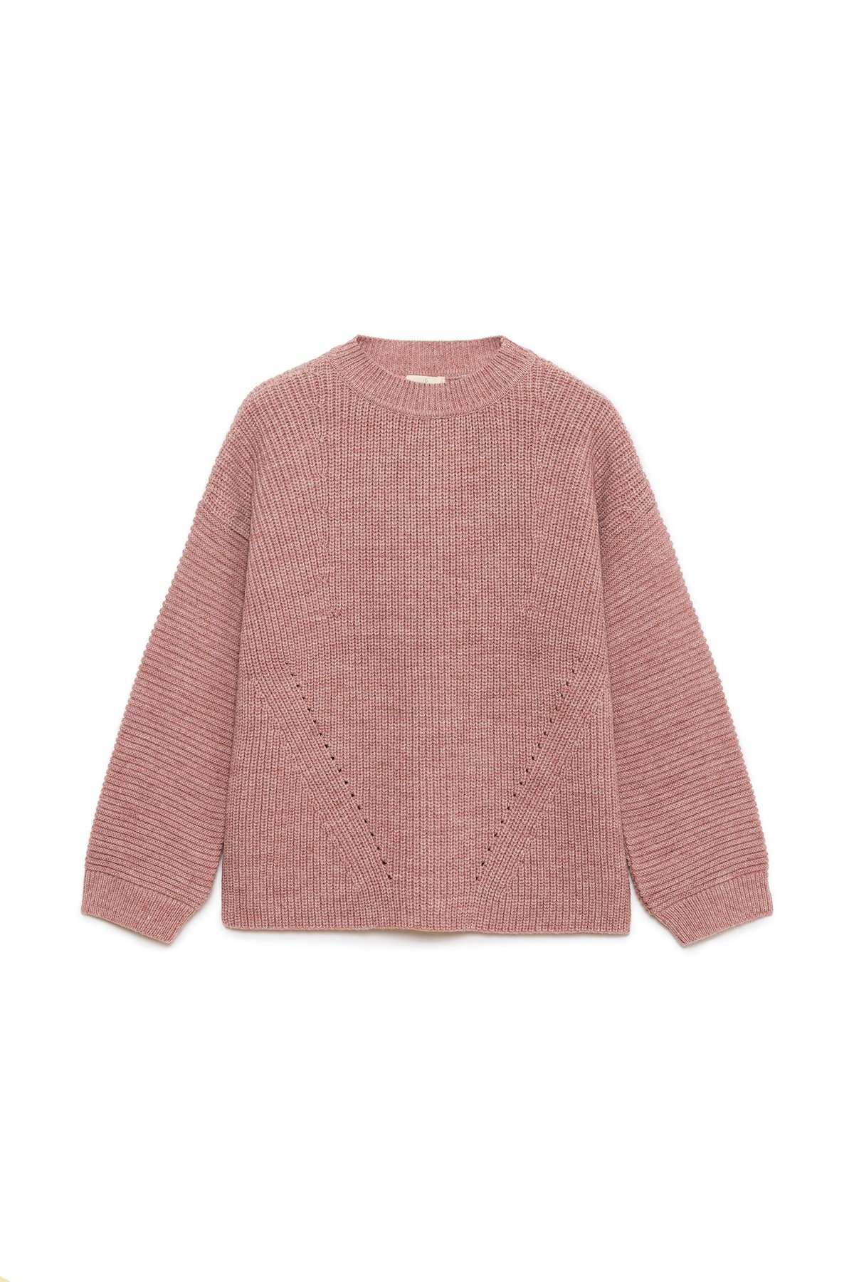 Peraluna Nikita Selanik Örgü Rahat Kesim Kadin Triko Kazak - Pudra