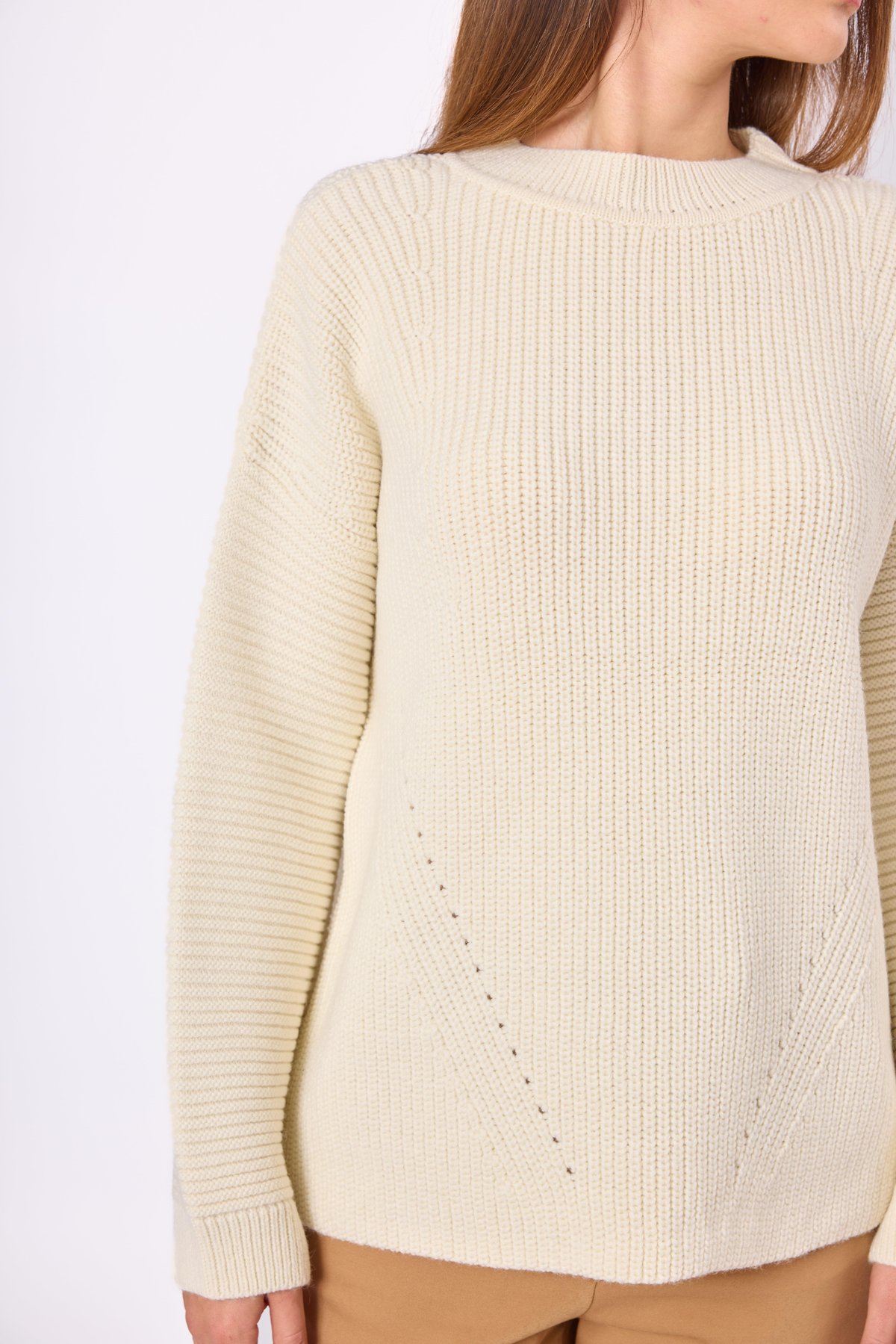 Peraluna Nikita Selanik Örgü Rahat Kesim Kadin Triko Kazak - Ekru