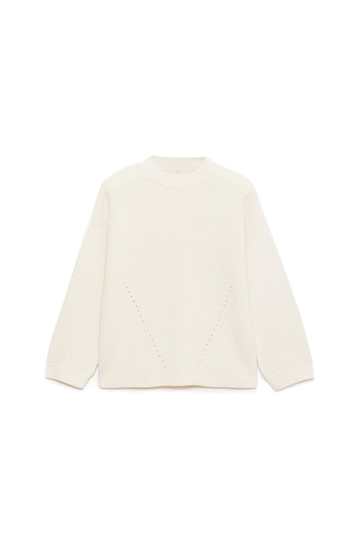 Peraluna Nikita Selanik Örgü Rahat Kesim Kadin Triko Kazak - Ekru