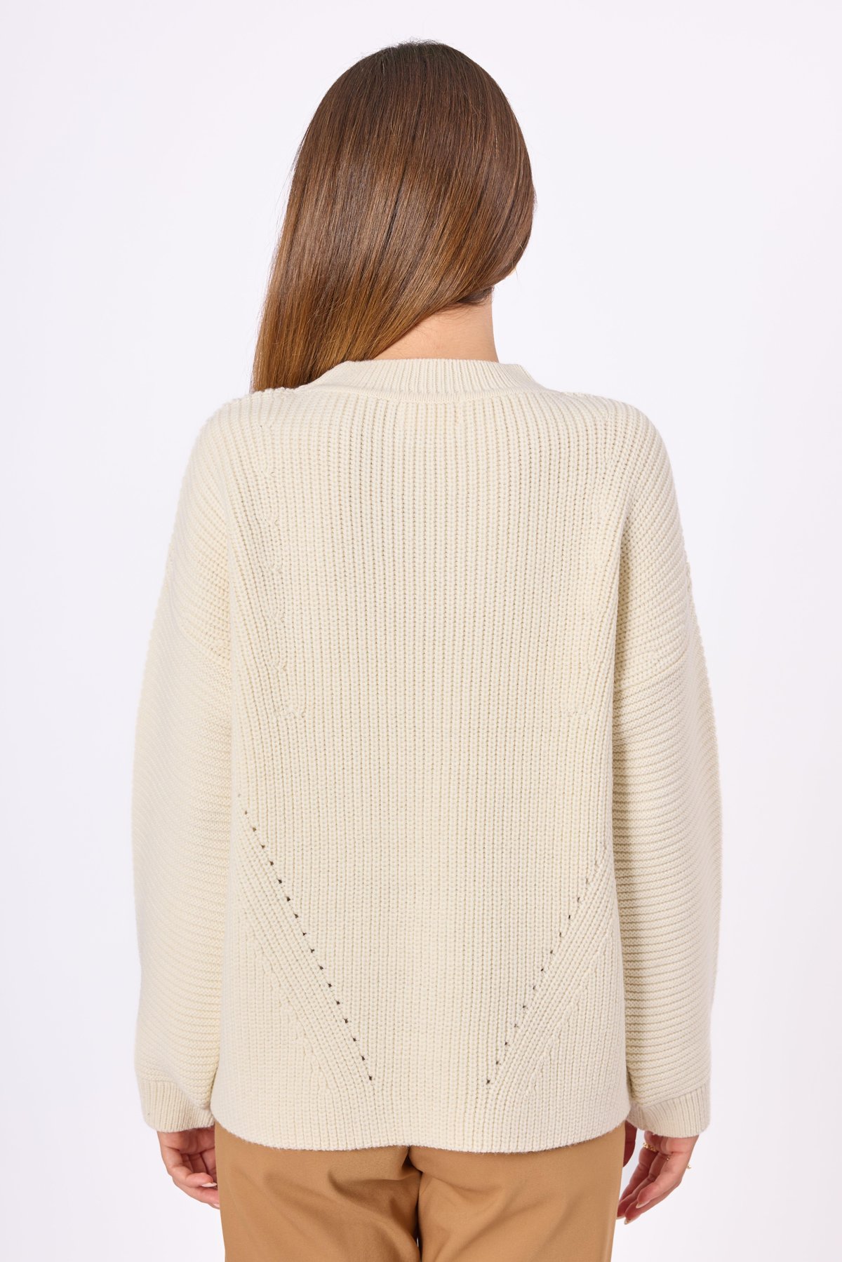 Peraluna Nikita Selanik Örgü Rahat Kesim Kadin Triko Kazak - Ekru
