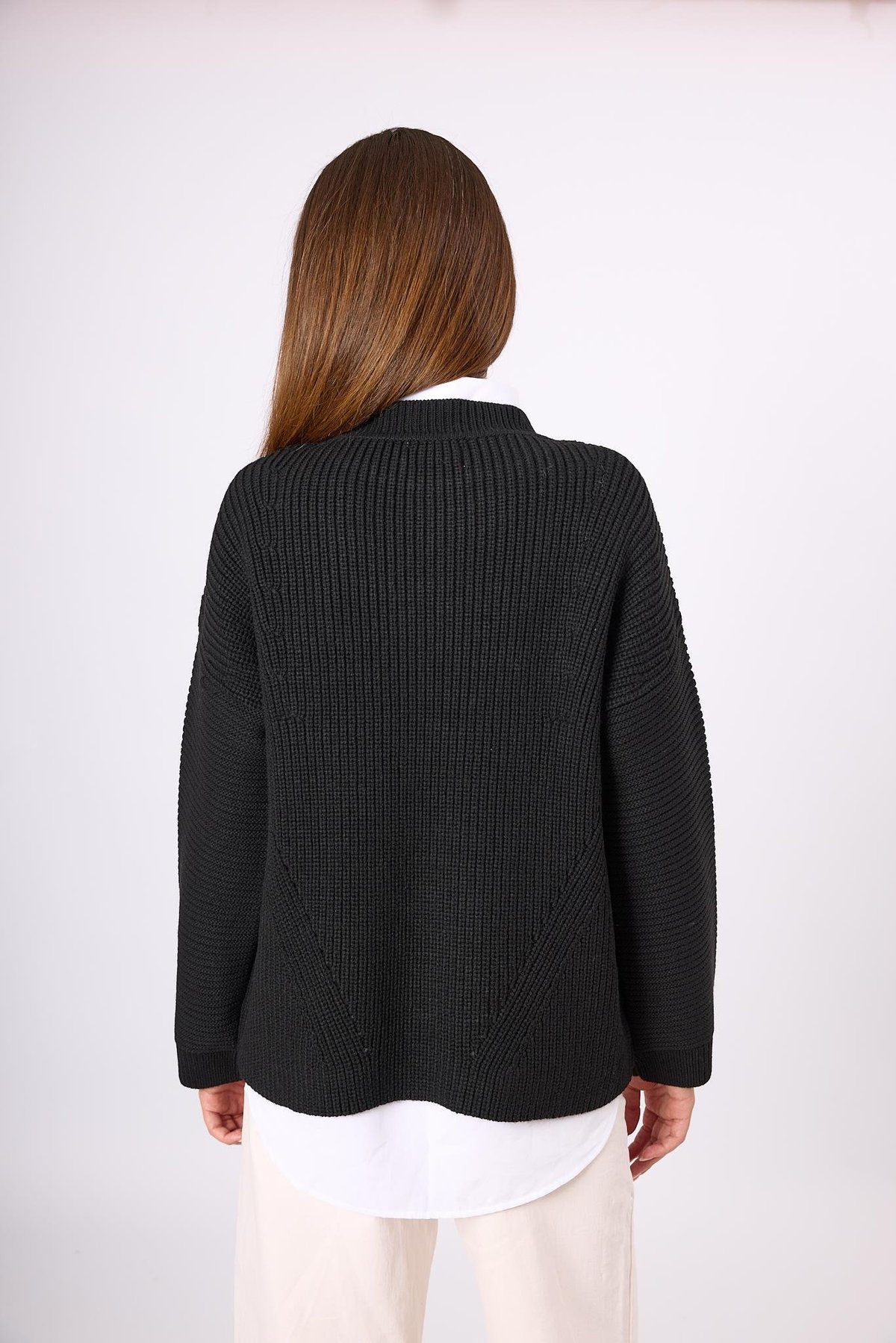 Peraluna Nikita Selanik Örgü Rahat Kesim Kadin Triko Kazak - Siyah