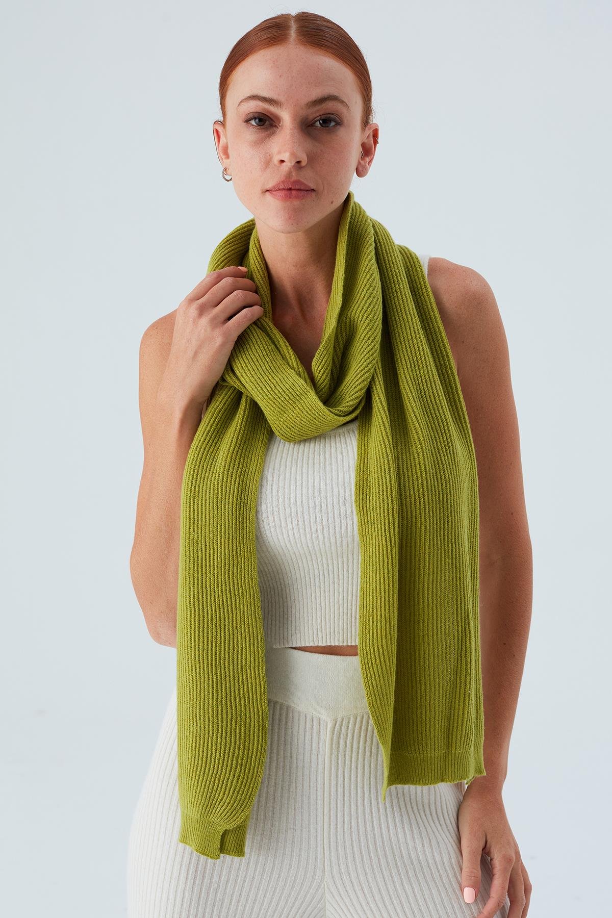 Peraluna NOMI SCARF Thessaloniki Knitting Cashmere Blend Soft Women's Knitwear Scarf - Green