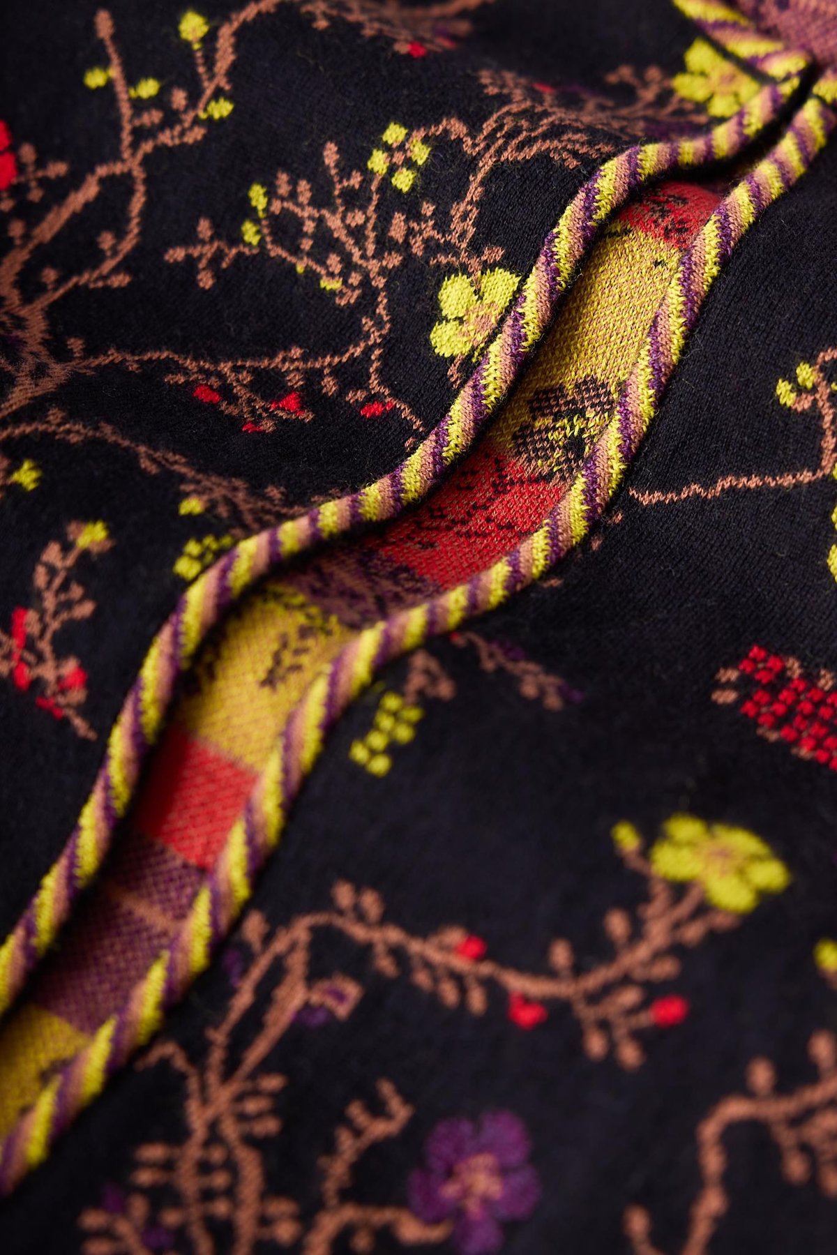 Peraluna Nostalgia Çiçek Desenli Kadın Krop Hırka - Siyah/Multi