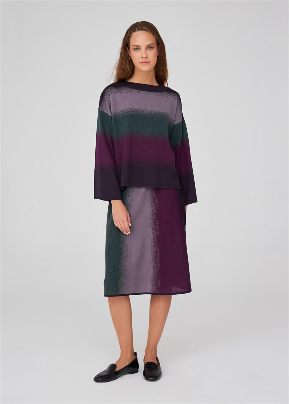 Peraluna O-Neck Color Transition Women's Knitwear Sweater - Multicolor