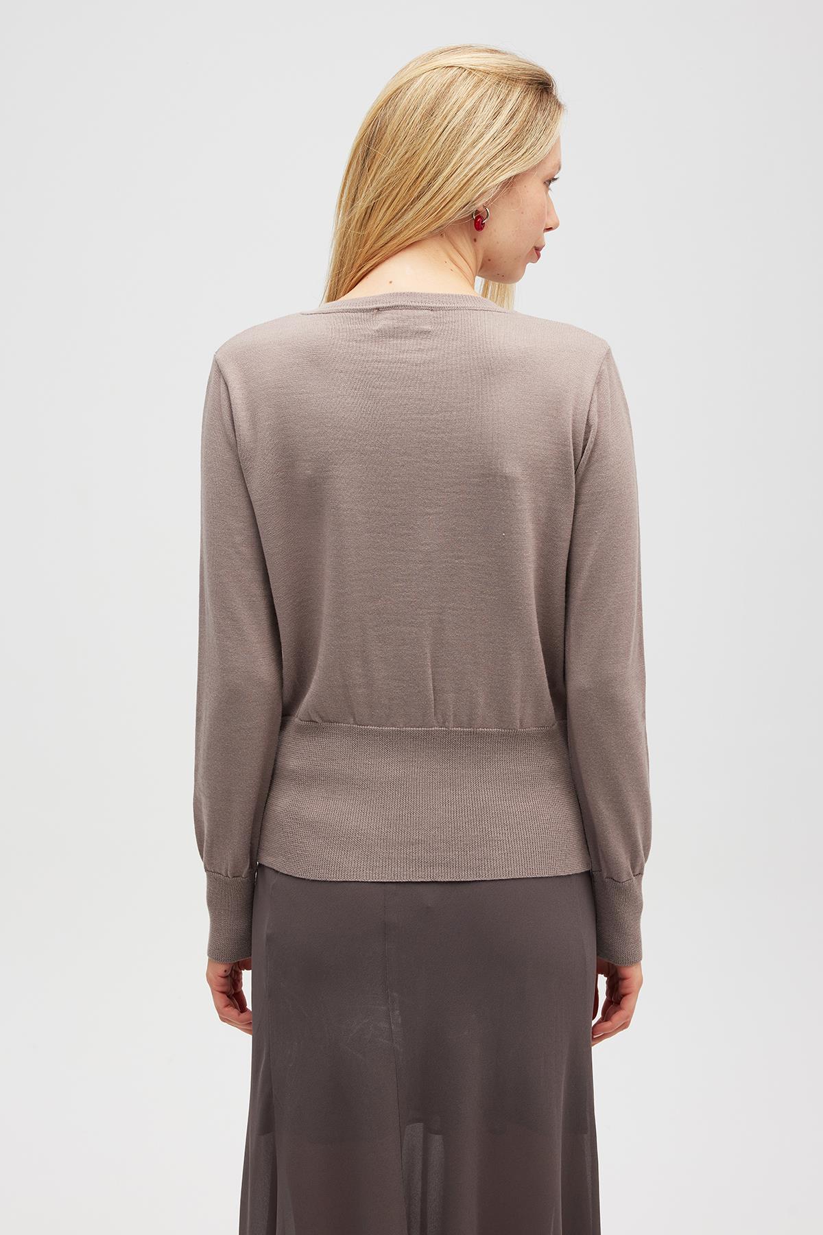 Peraluna Ripley Çelik Örgü, Düğmeli Kadın Triko Hırka - Kum Gri