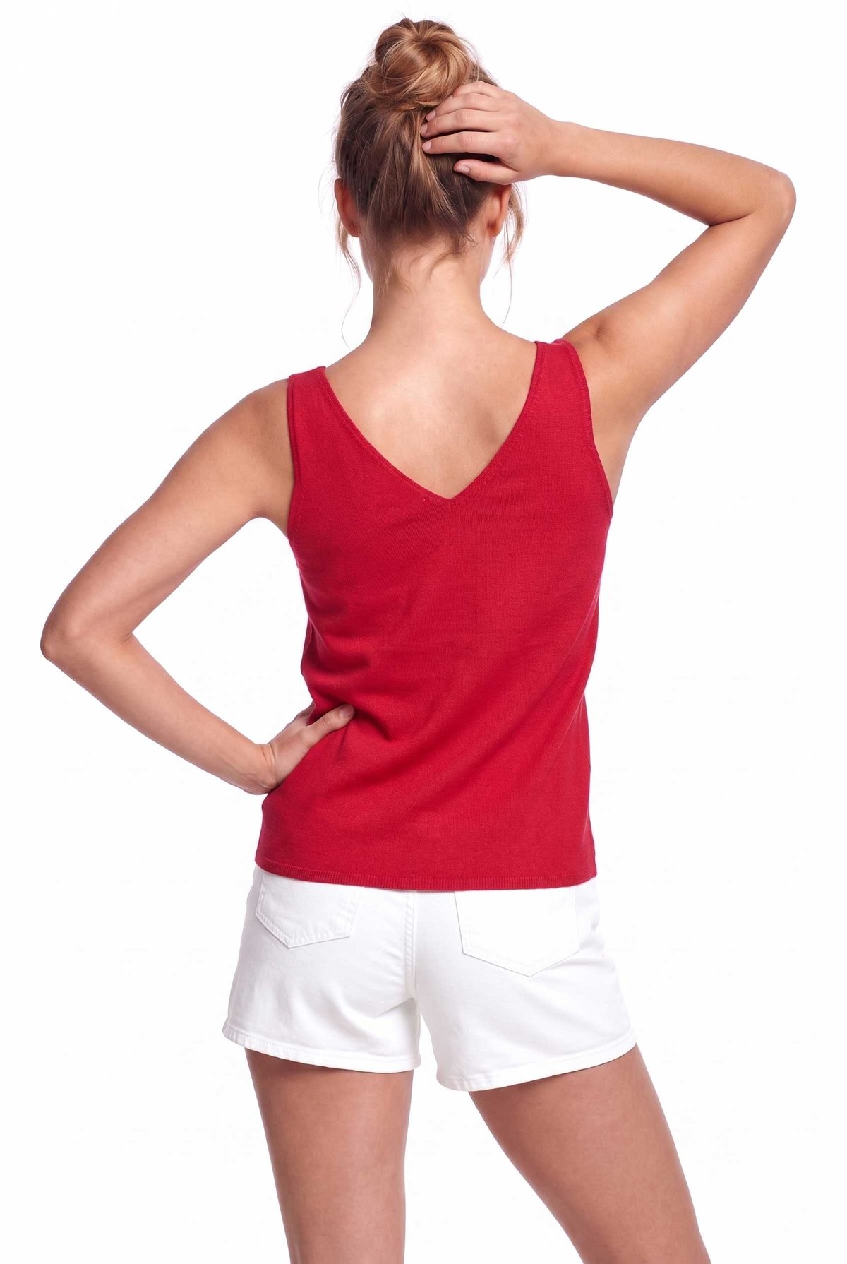 Peraluna RUBY TOP V-NECK Summer Women's Knitwear Undershirt - Red