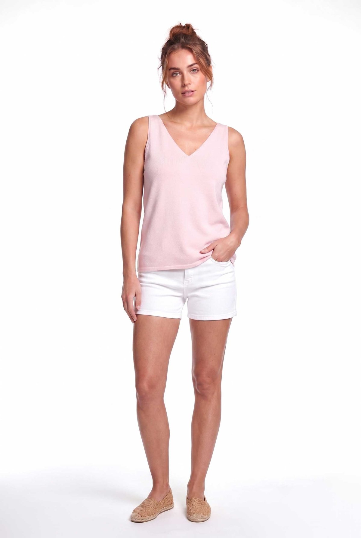 Peraluna RUBY TOP V-NECK Summer Women's Knitwear Undershirt - Light Pink