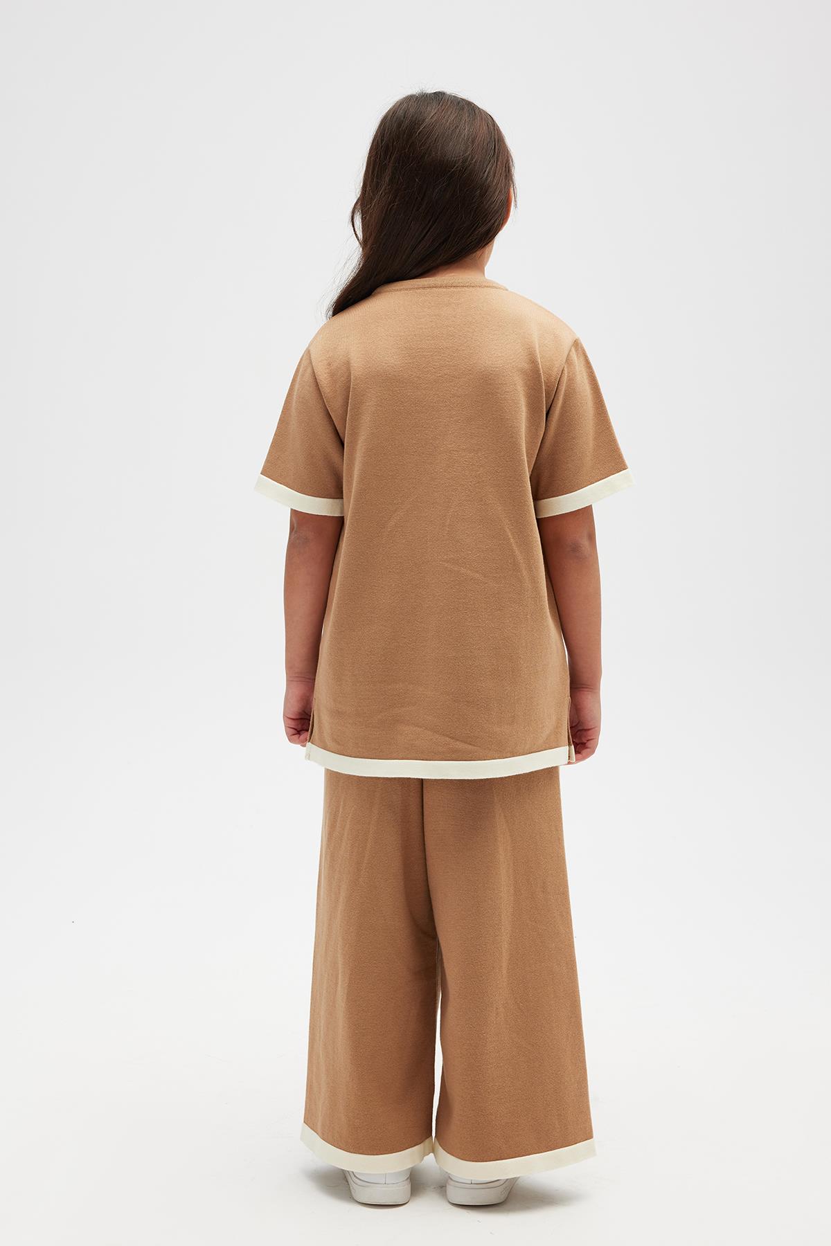 Peraluna Rumi Çocuk Triko Pamuk Pantolon - Camel