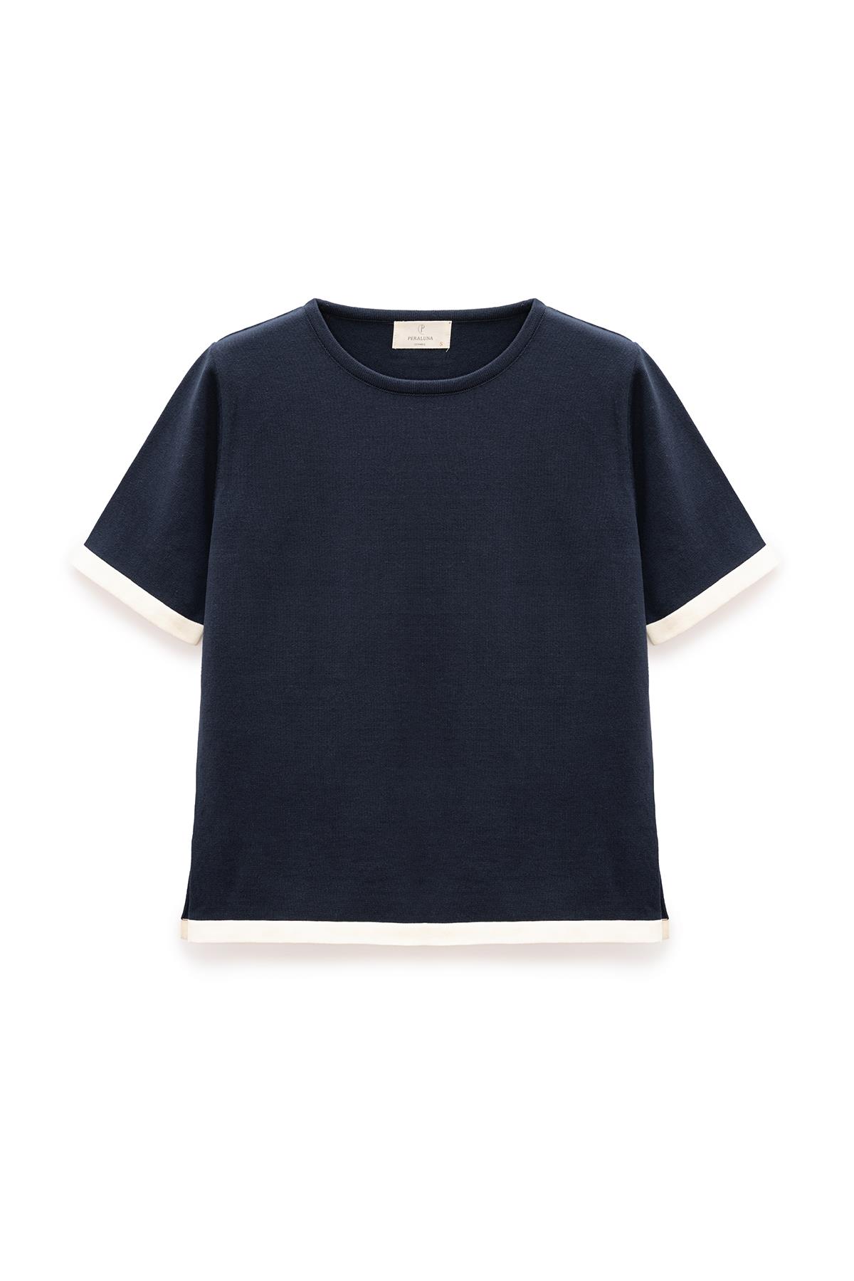 Peraluna Rumi Kısa Kollu Kız Çocuk Bluz - Lacivert