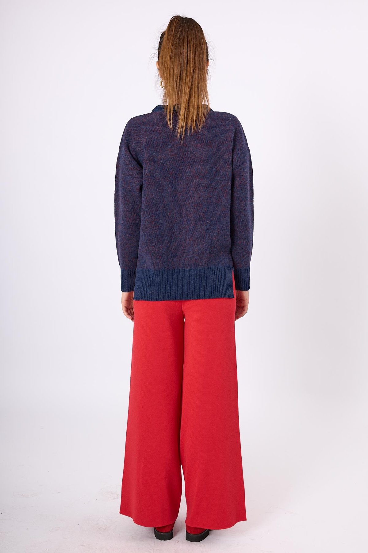 Peraluna Sally Jakarlı Kadın Triko Kazak - Lacivert