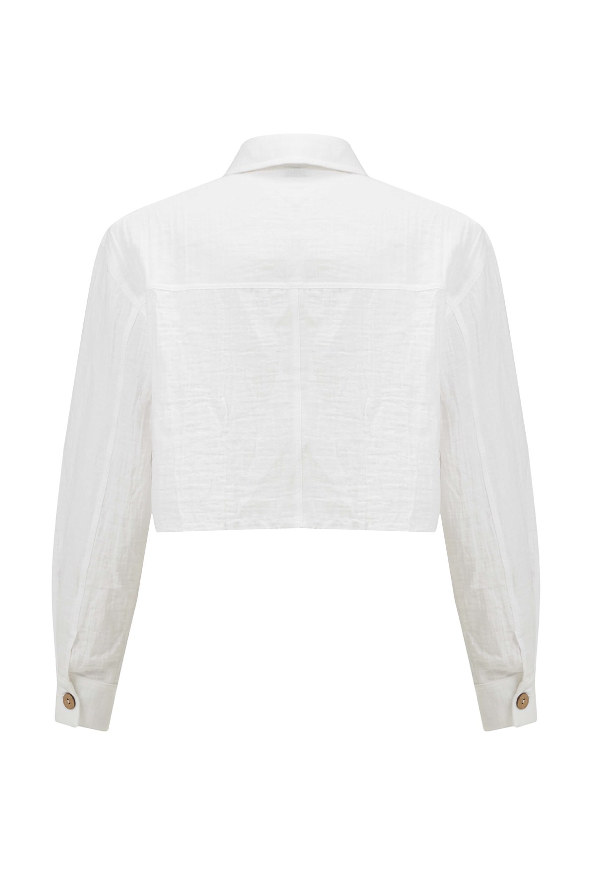 Peraluna SANDAL GÖMLEK Bol Kesim Cepli Yazlık Crop Kadın Gömlek Beyaz