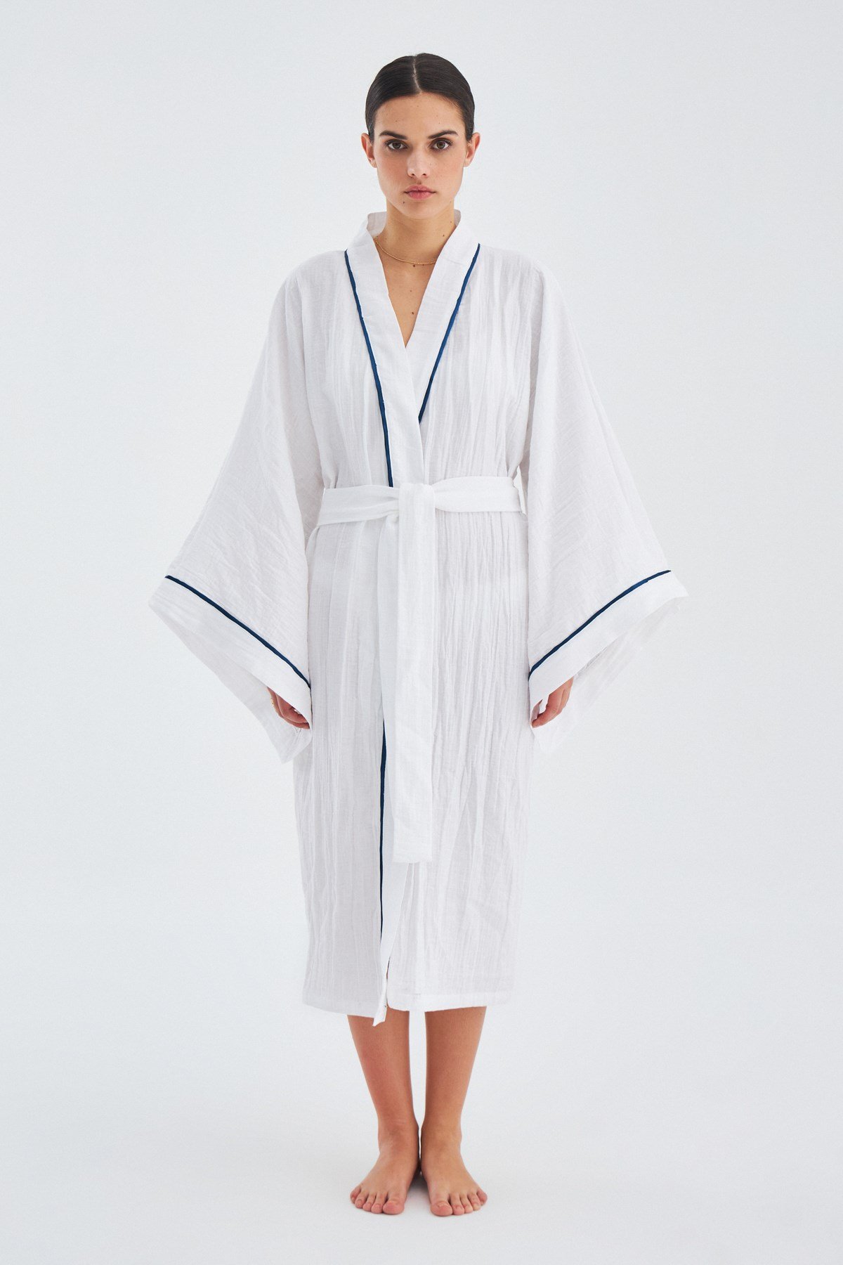 Peraluna SANDAL KIMONO Yazlık Muslin Kadın Kimono Beyaz