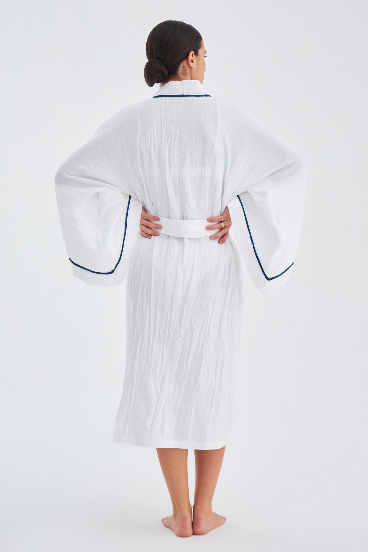 Peraluna SANDAL KIMONO Yazlık Muslin Kadın Kimono Beyaz