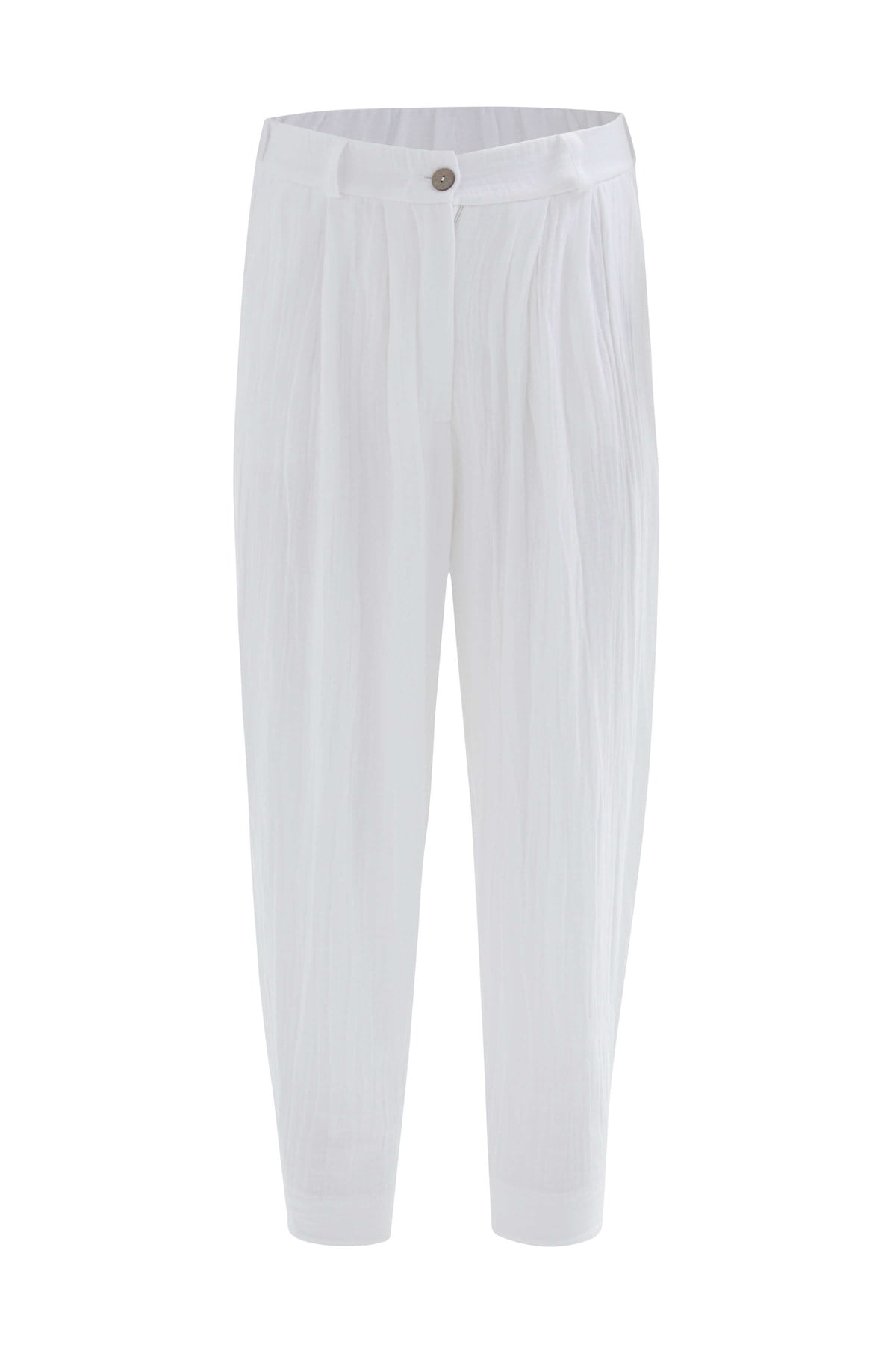 Peraluna SANDAL TROUSER Bol Kesim Yazlık Muslin Kadın Kısa Pantolon Beyaz