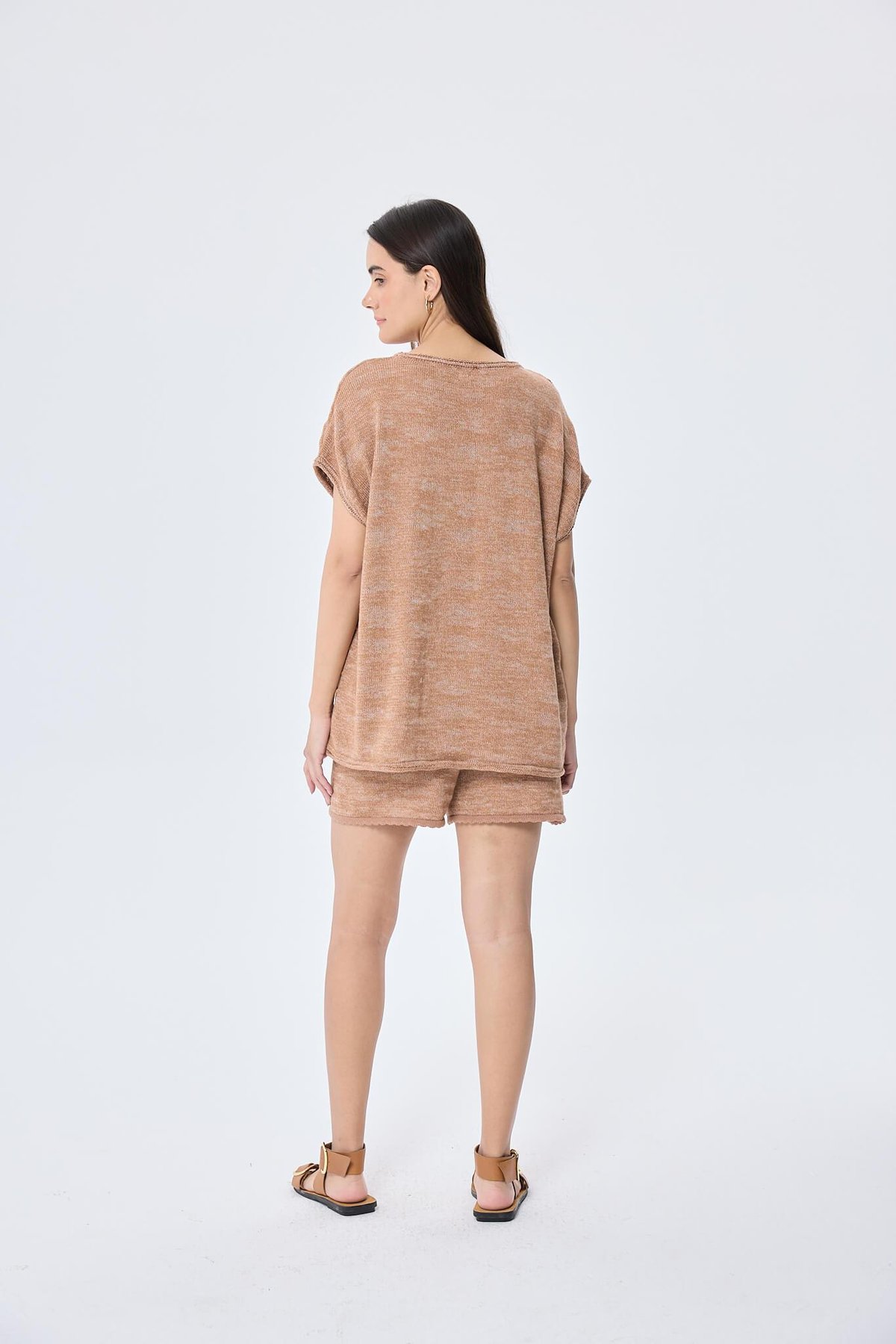 Peraluna, Sarah, Ajurlu, Kadın Yazlık Triko Bluz  - SÜTLÜ KAHVE MIX