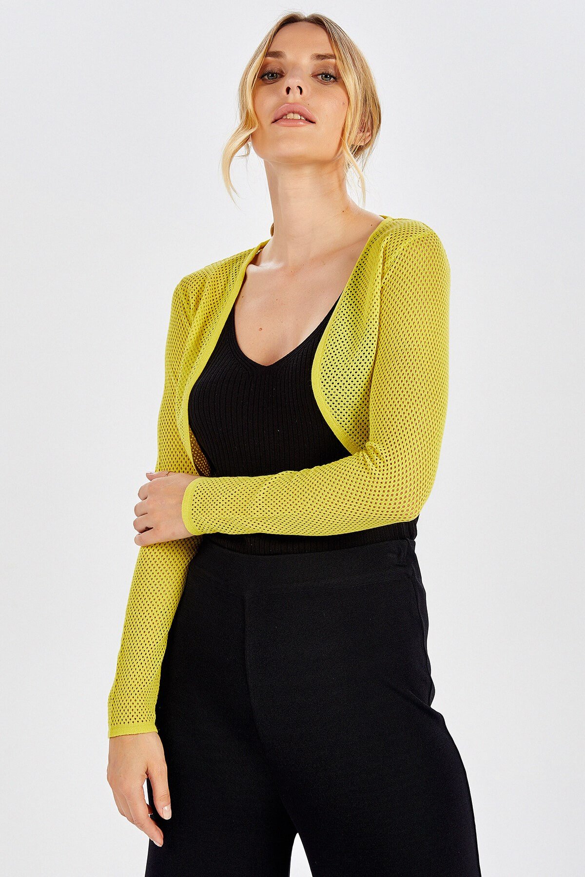 Peraluna Sarı File Bolero