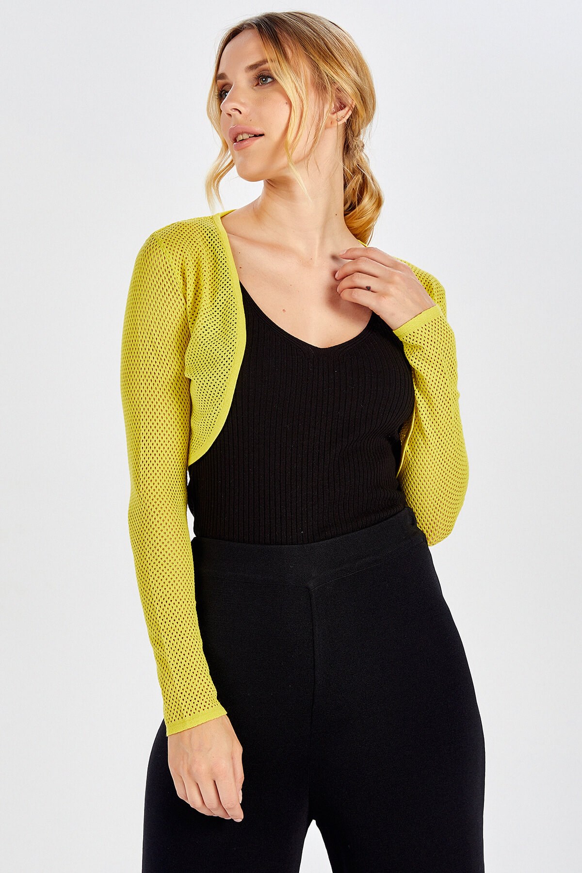 Peraluna Sarı File Bolero