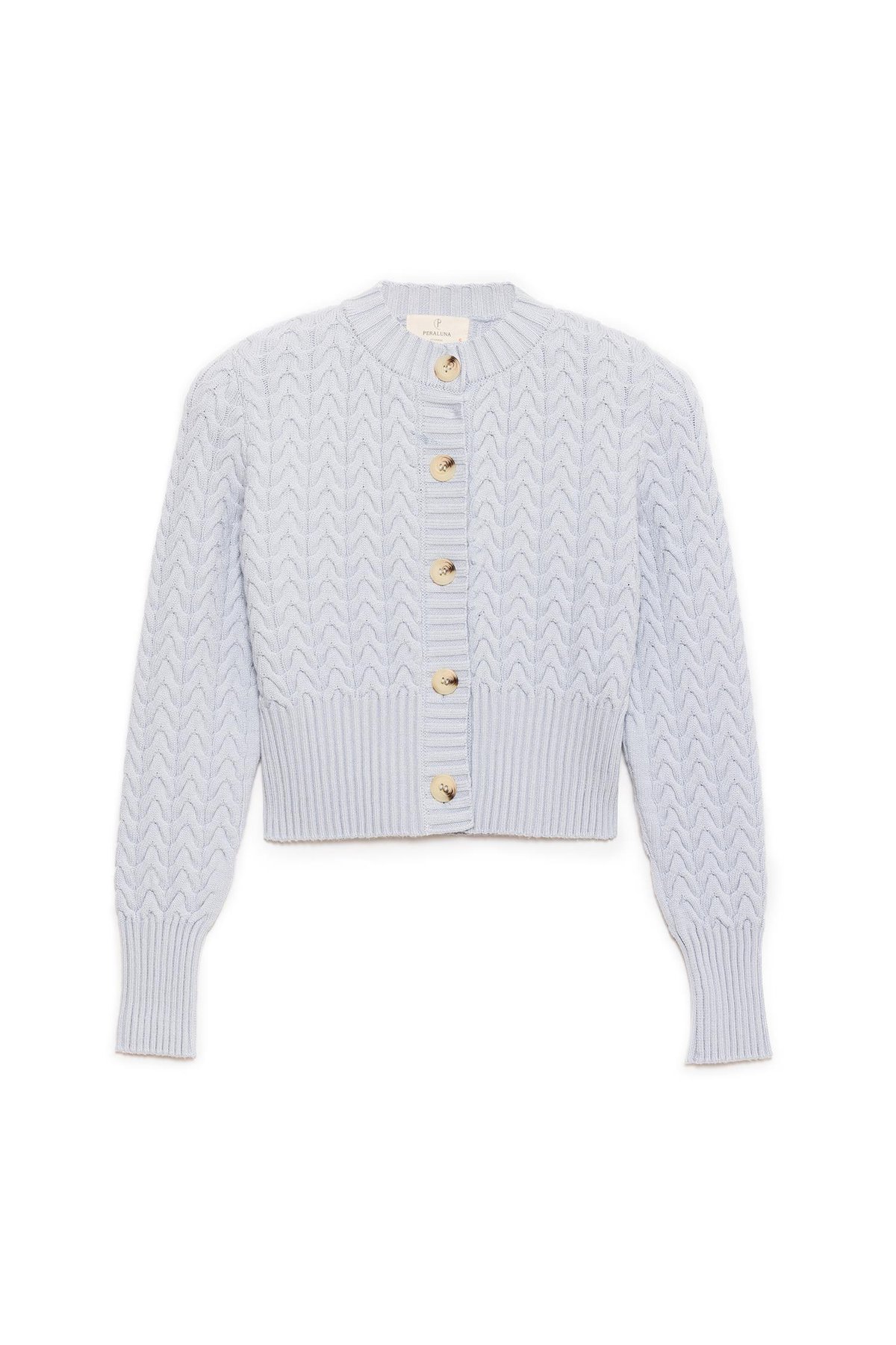 Peraluna Scarlett Saç Örgülü Krop Kesim Kadın Triko Hırka - Bebe Mavi