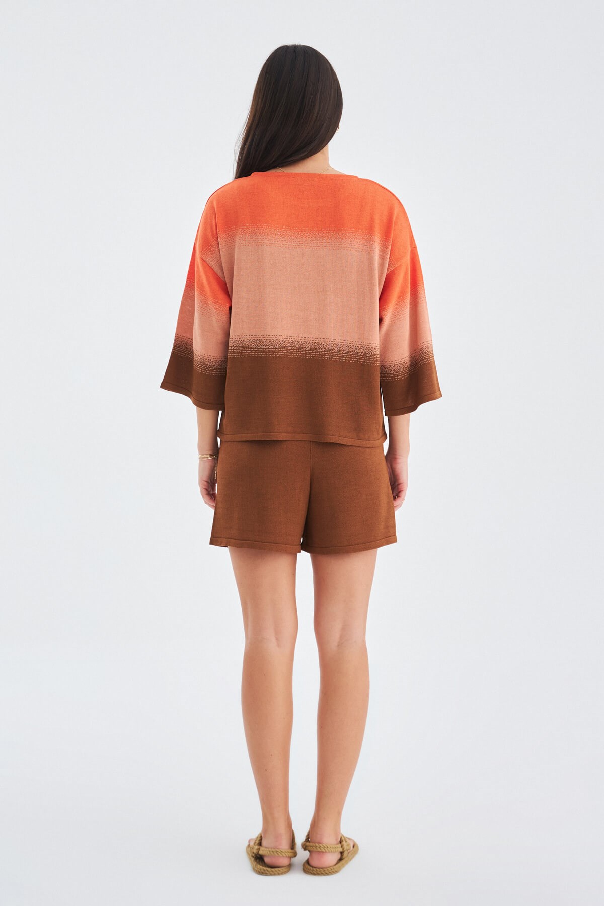 Peraluna SİRİ BLOUSE & SHORTS Yazlık Triko Kadın Şort Takım Somon