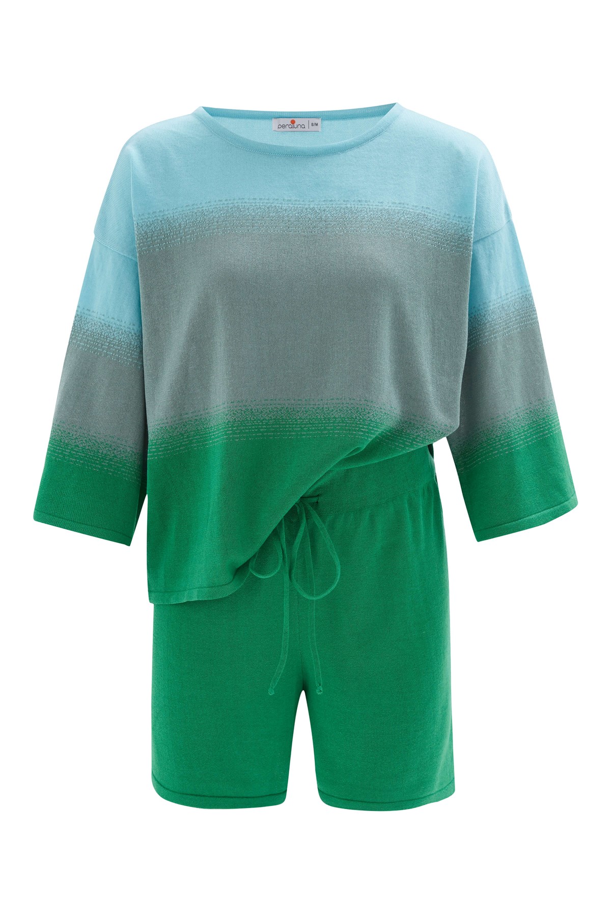 Peraluna SİRİ BLOUSE & SHORTS Yazlık Triko Kadın Şort Takım Nil Yeşili