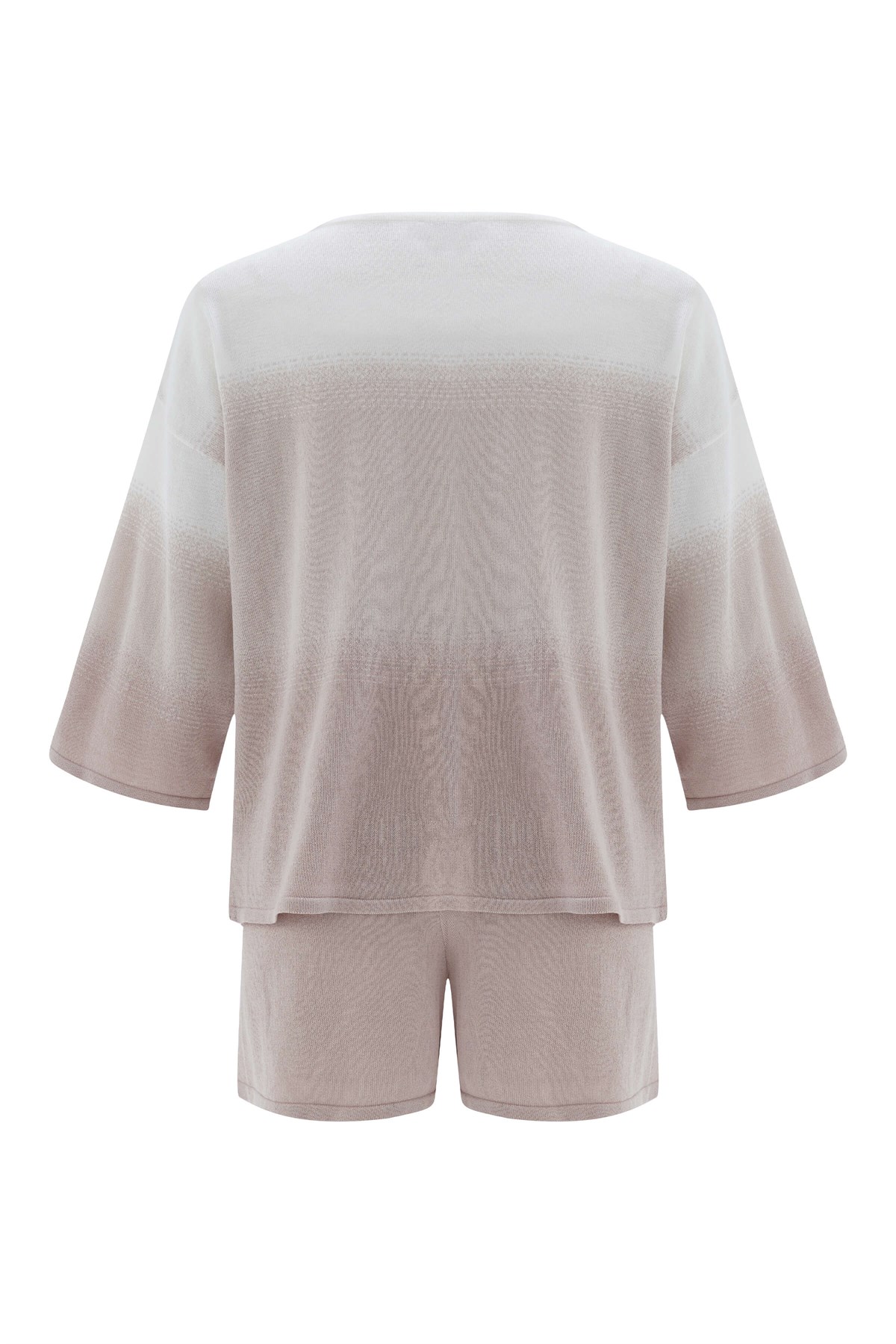 Peraluna SİRİ BLOUSE & SHORTS Yazlık Triko Kadın Şort Takım Bej