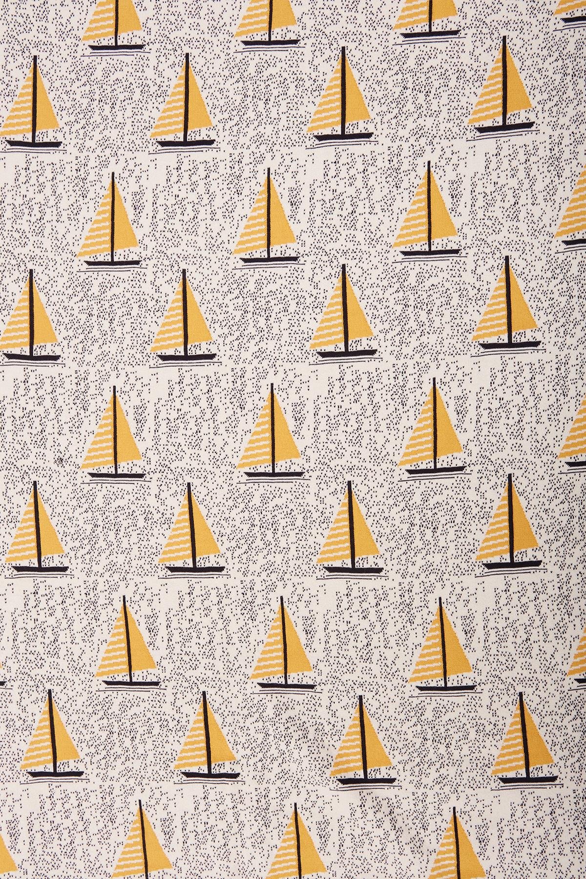Peraluna SUMMER SAILING BEACH COVER Yelken Desenli Pamuklu Triko Plaj Örtüsü 75X150 CM - Ekru/Multi