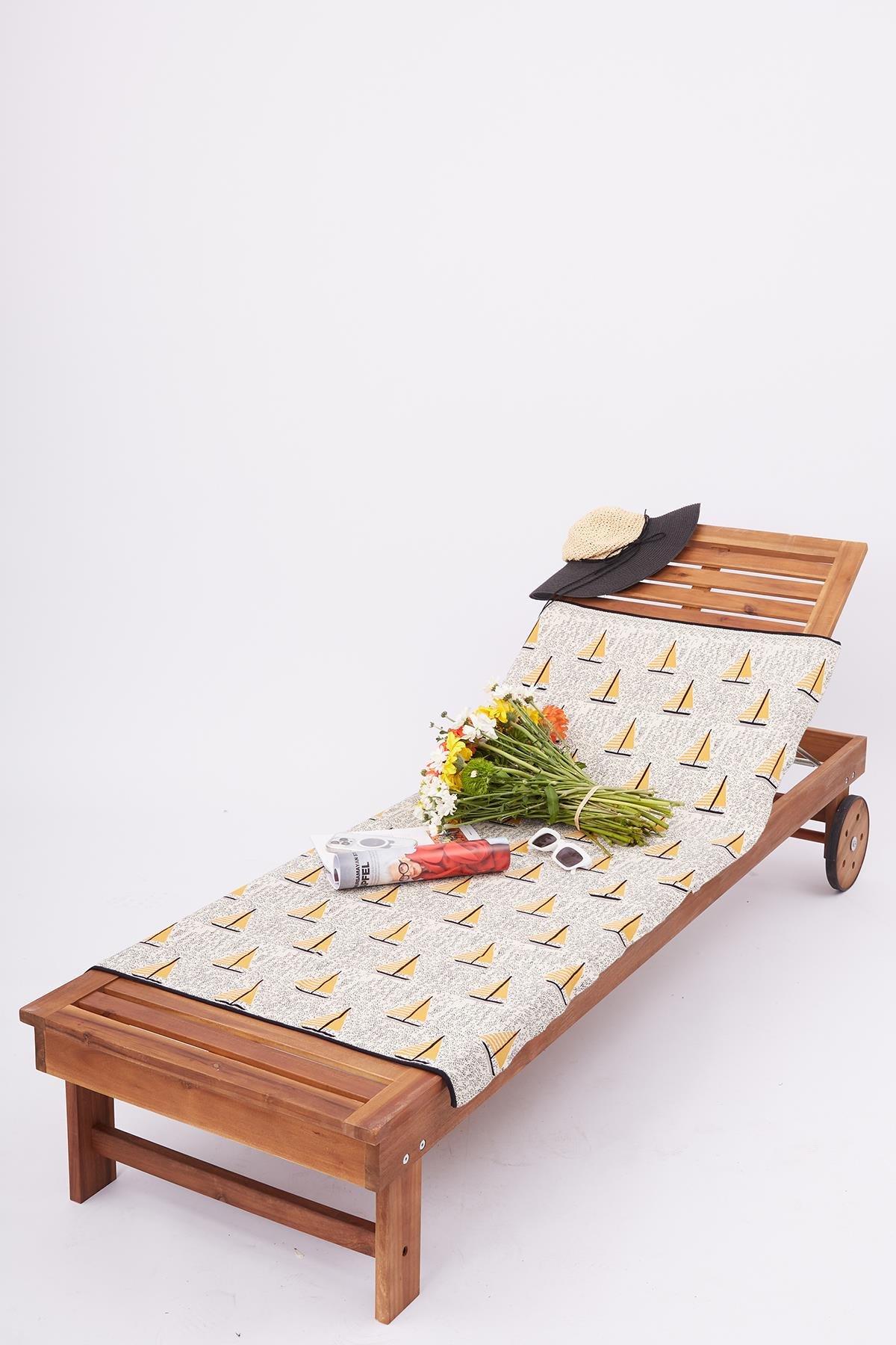 Peraluna SUMMER SAILING BEACH COVER Yelken Desenli Pamuklu Triko Plaj Örtüsü 75X150 CM - Ekru/Multi