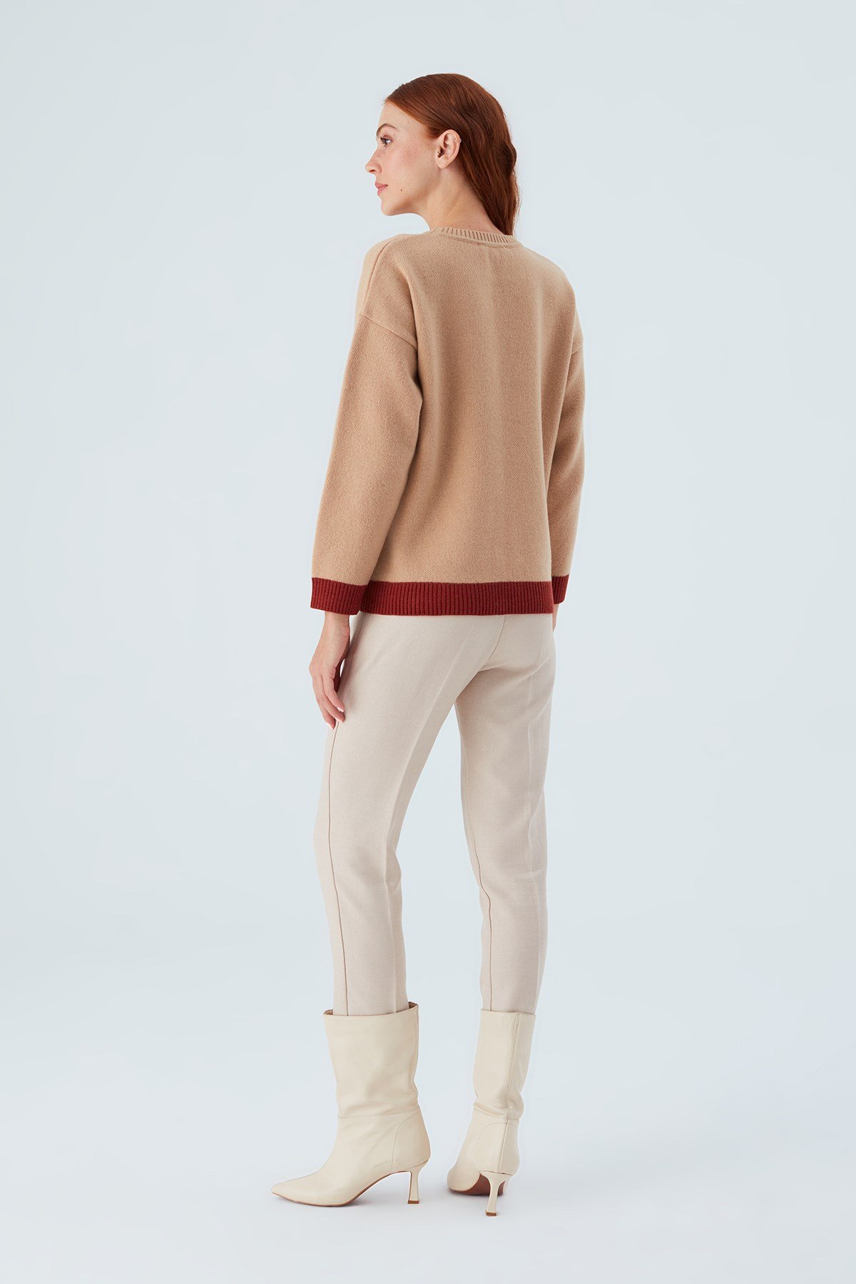 Peraluna SUNNY PULLOVER El İşlemeli Desenli Kadın Triko Kazak Bej/Kahve