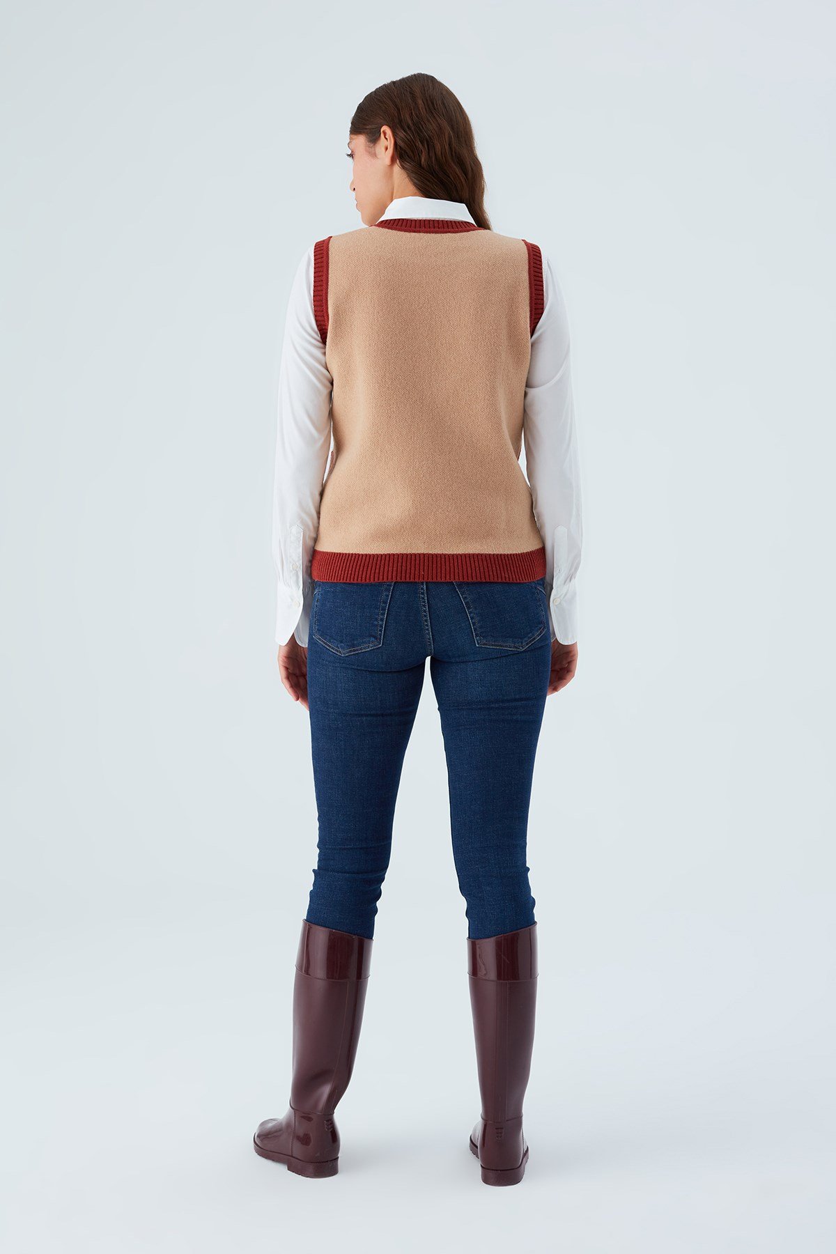 Peraluna SUNNY SLIPOVER El İşlemeli Kadın Triko Süveter Bej/Kahve