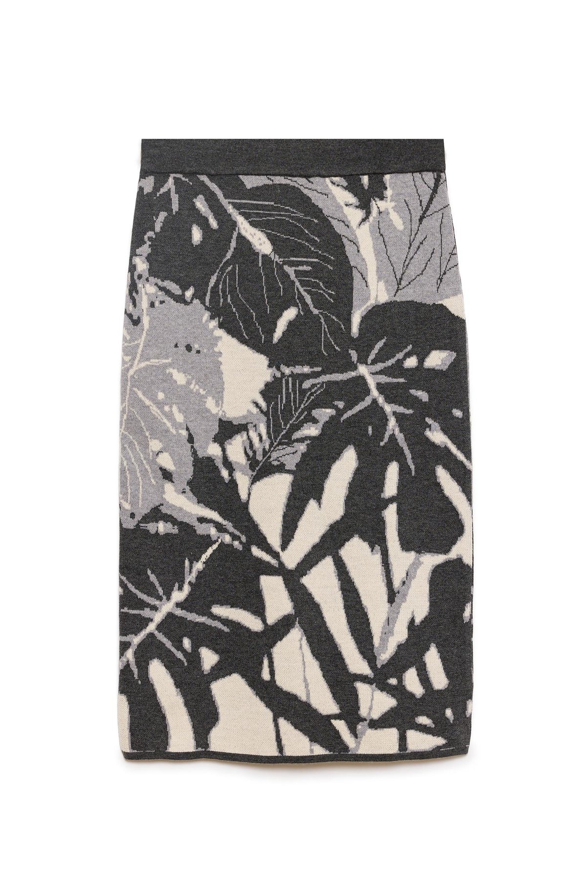 Peraluna Susan Under Knee Jacquard Knitted Skirt - Ecru/Anthracite