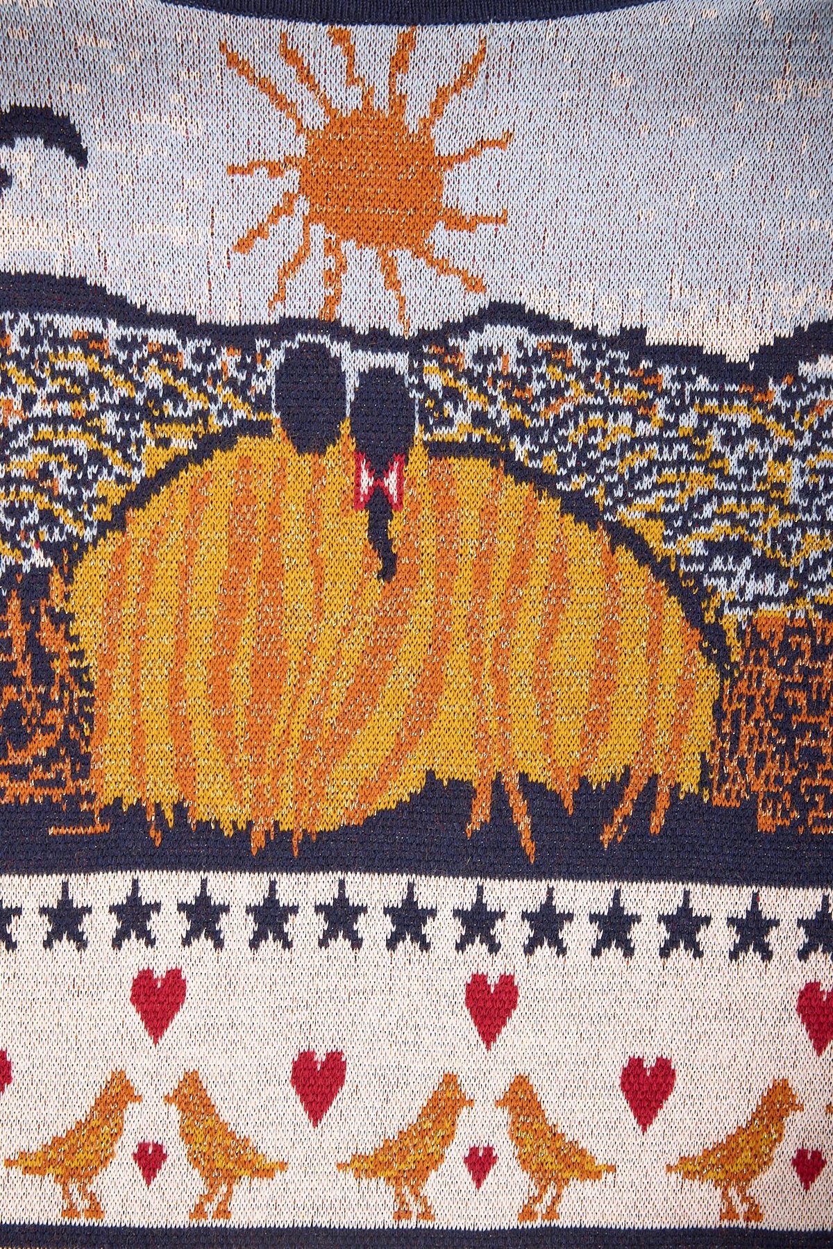 Peraluna Sweet Memories Jakarlı Kadın Uzun Triko Kimono - Lacivert Multi