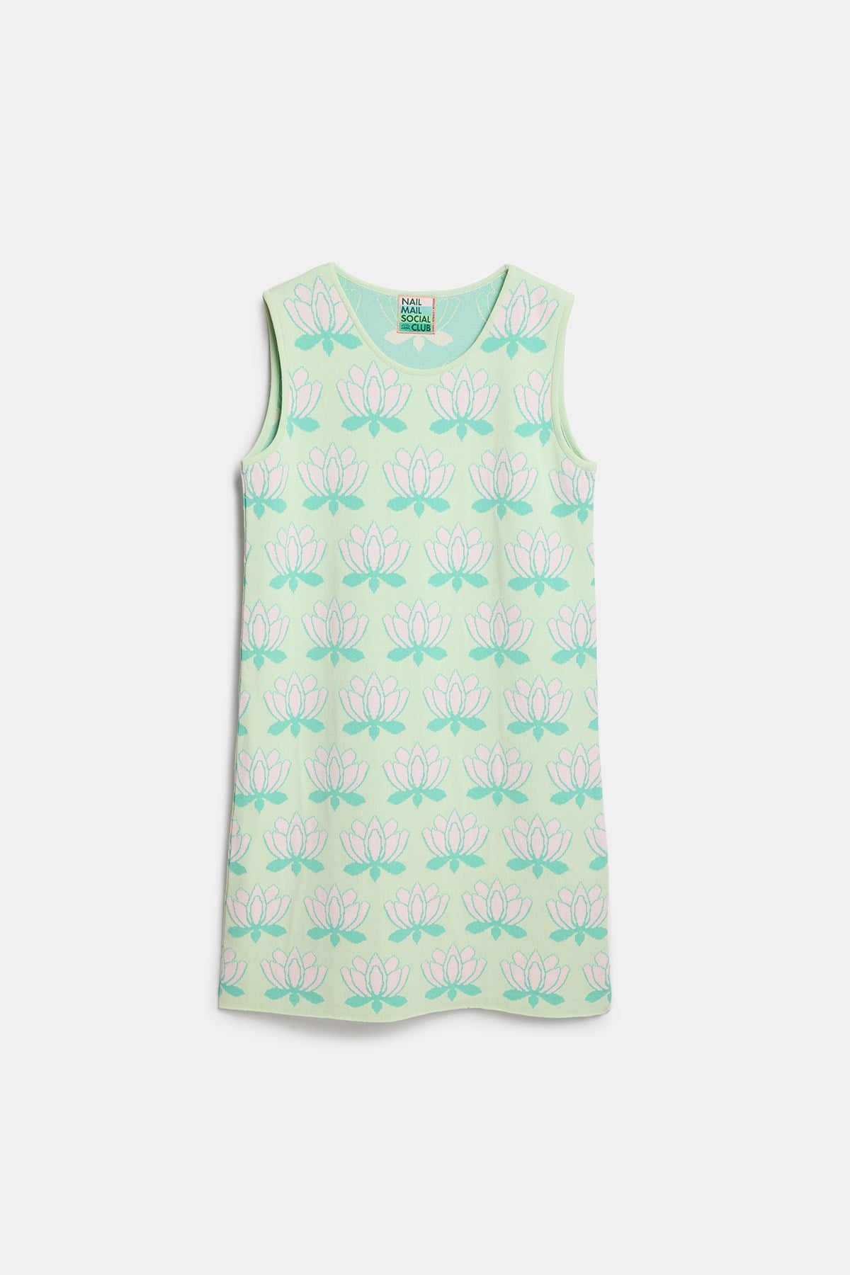 Peraluna Urban Lotus Elbise, Sıfır Kol, Yazlık Mini Elbise - Mint Multi