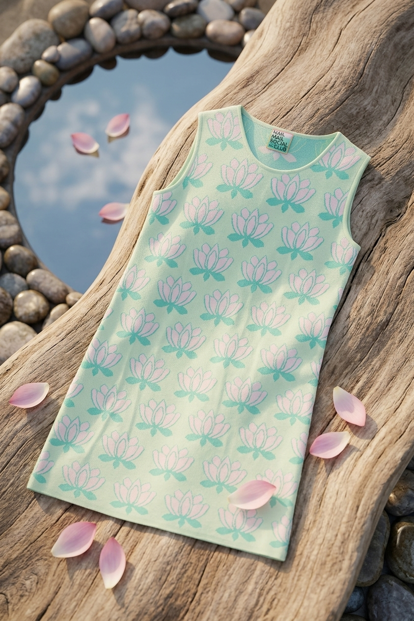 Peraluna Urban Lotus Elbise, Sıfır Kol, Yazlık Mini Elbise - Mint Multi