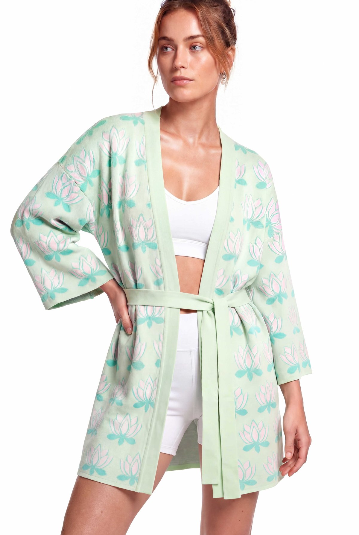 Peraluna Urban Lotus Kimono, İnce Yazlık Kadın Kimono - Mint Multi