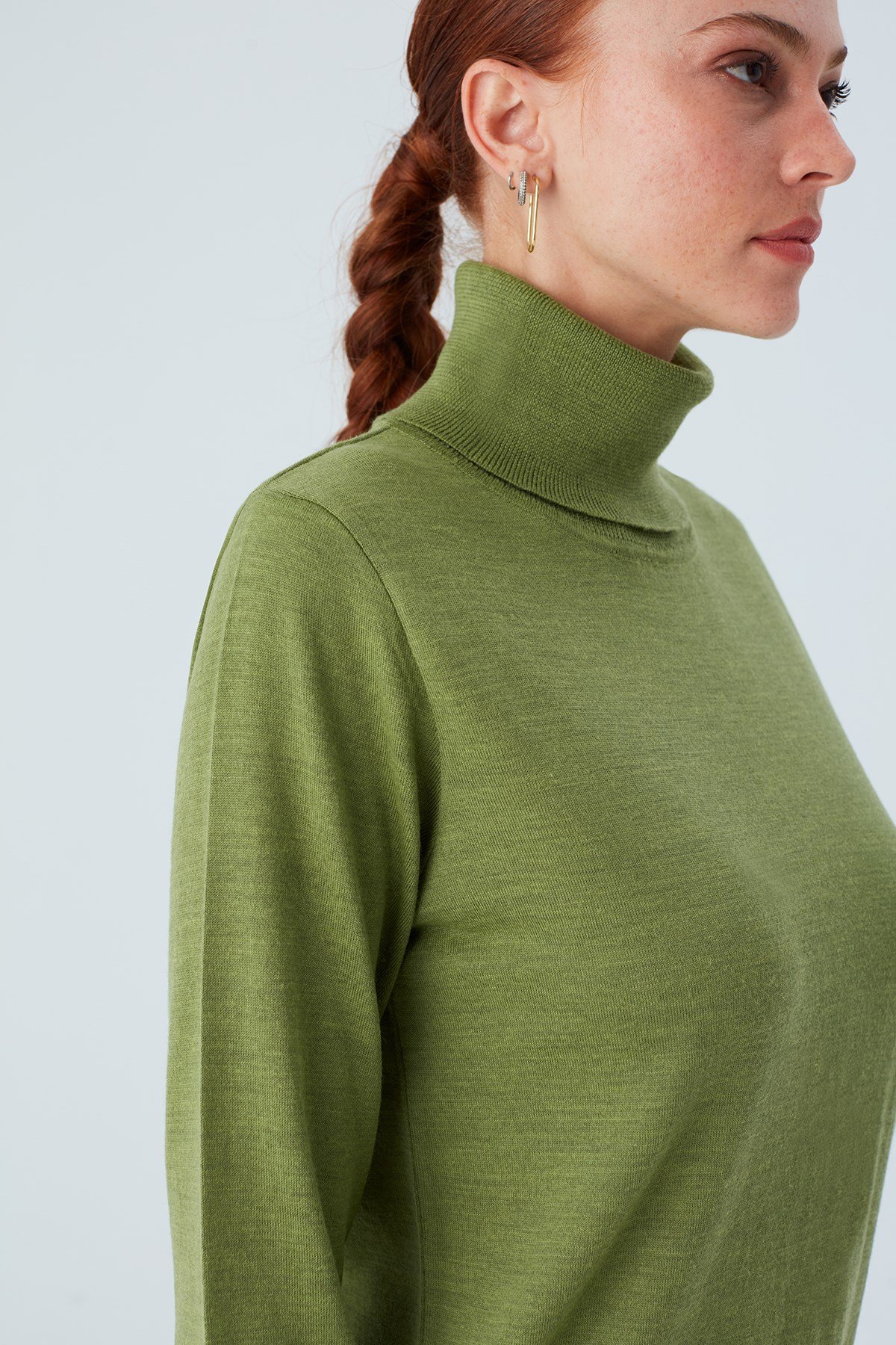 Peraluna VALERIA PULLOVER Boğazlı İnce Kadın Triko Kazak Yeşil
