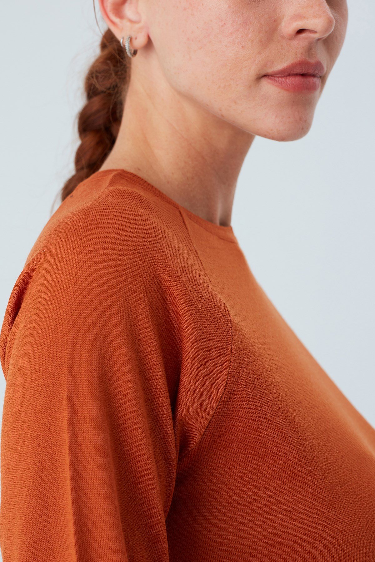 Peraluna VANESSA PULLOVER Merino Yünlü Yanları Yırtmaçlı Ince Kadın Triko Kazak Turuncu