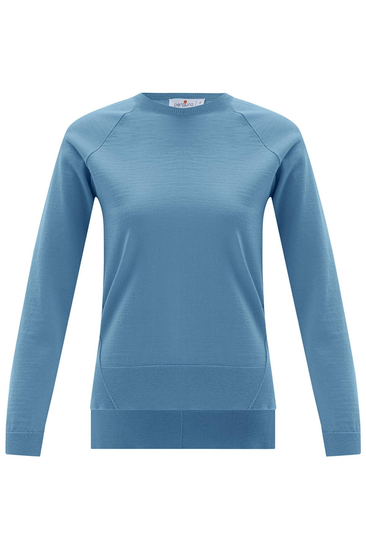 Peraluna VANESSA PULLOVER Merino Yünlü Yanları Yırtmaçlı Ince Kadın Triko Kazak Mavi