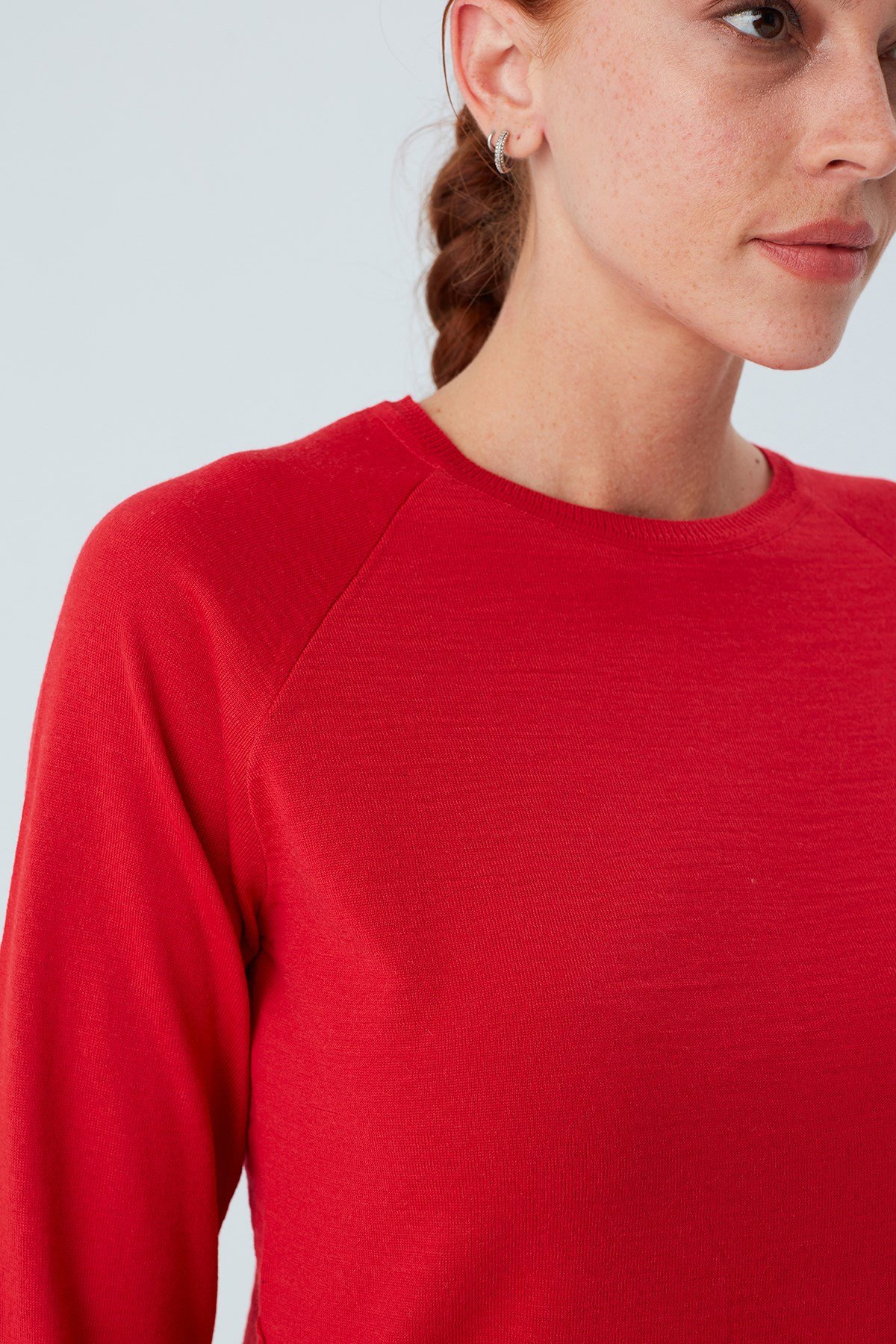 Peraluna VANESSA PULLOVER Merino Yünlü Yanları Yırtmaçlı Ince Kadın Triko Kazak Kırmızı